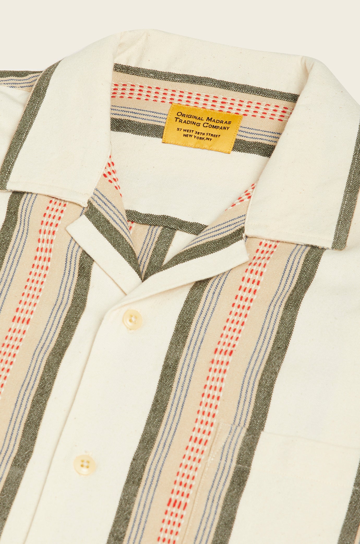 Lax Camp Collar Shirt - Orange / Green Stripe