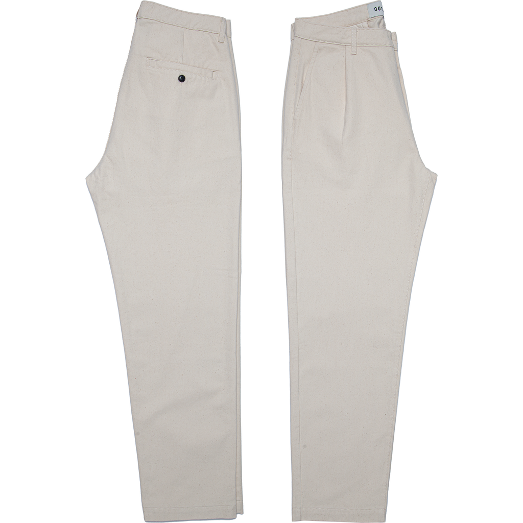 Pleated Twill Pants - Off White