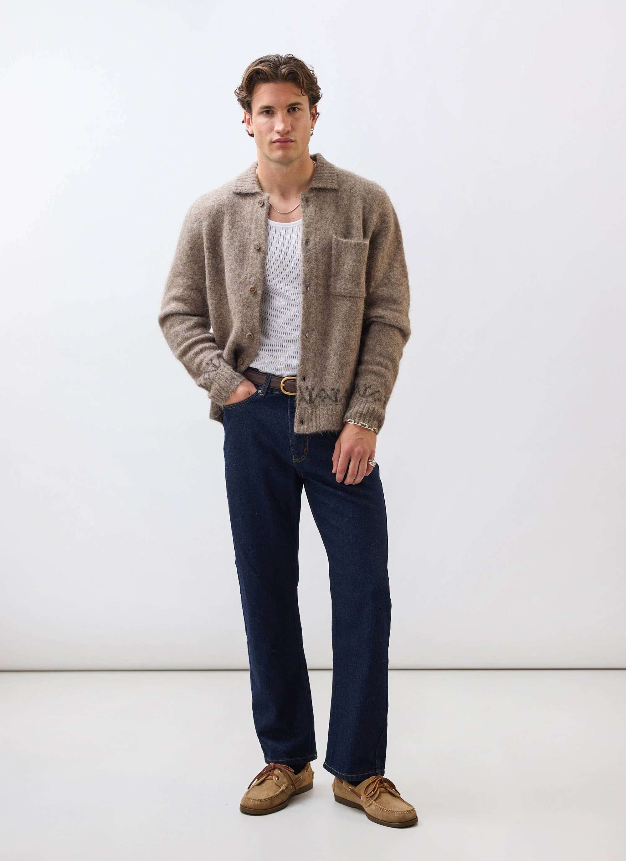 Novel Collared Cardigan - Oak
