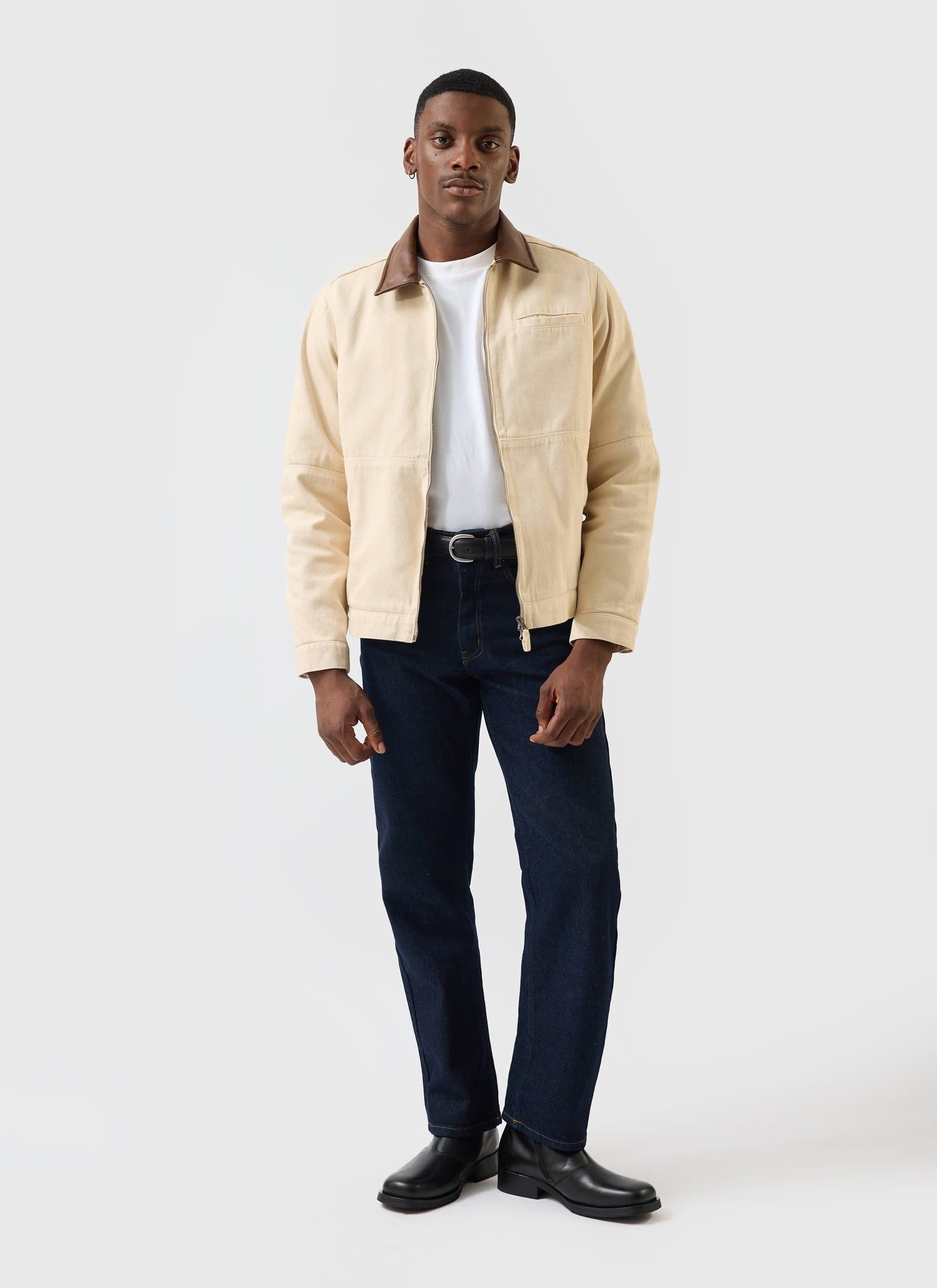 Preface Contrast Collar Jacket - Ecru