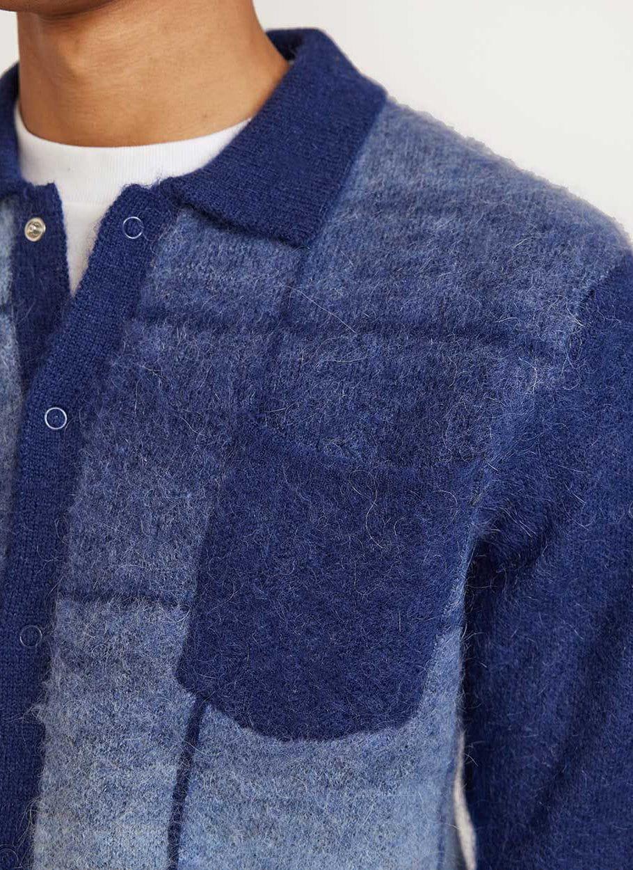 Checker Gradient Bobcat Cardigan - Navy