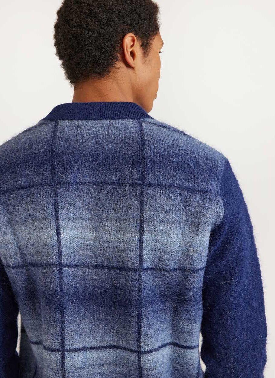 Checker Gradient Bobcat Cardigan - Navy