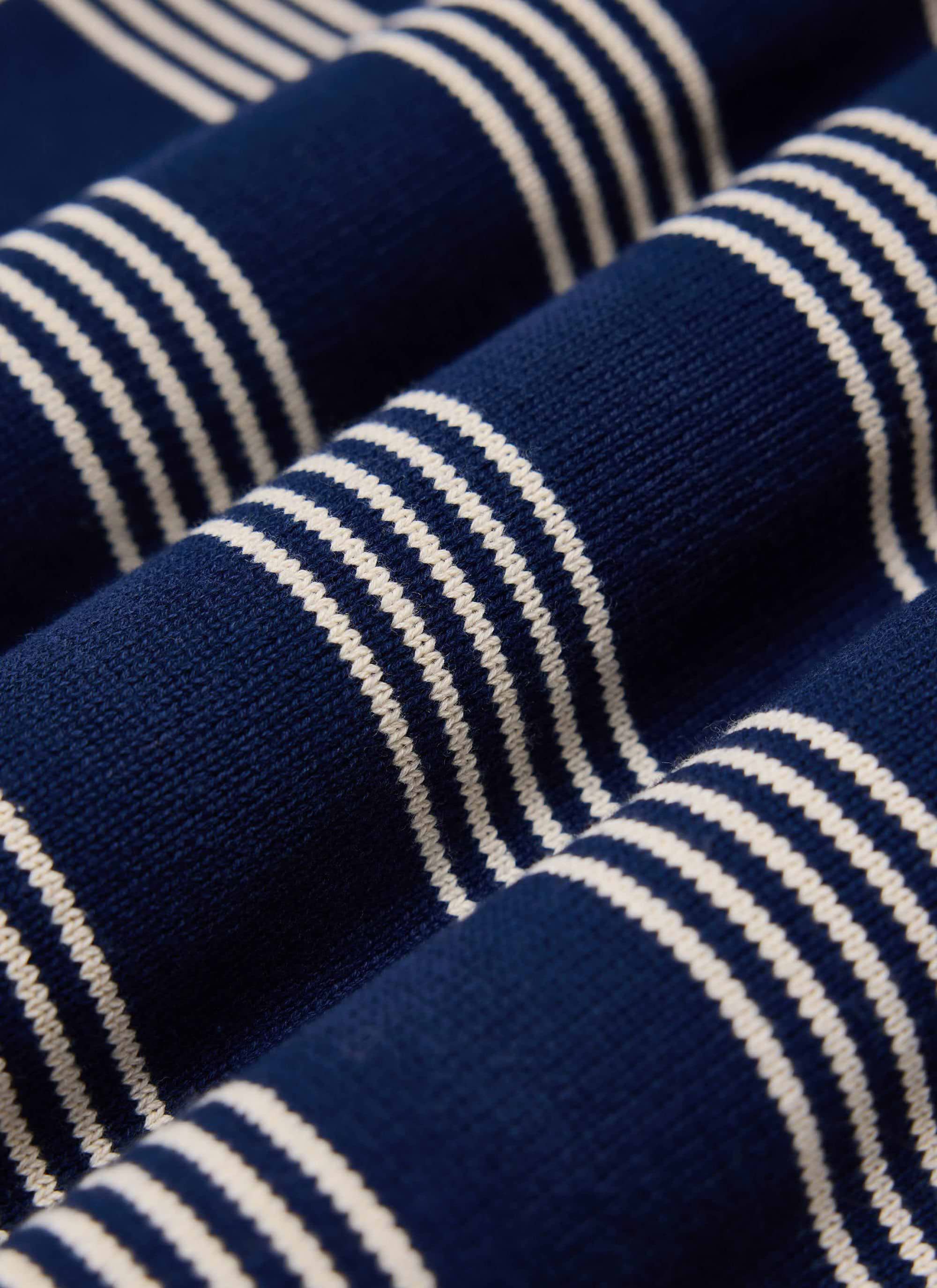 Fiction Striped Knitted T Shirt - Navy