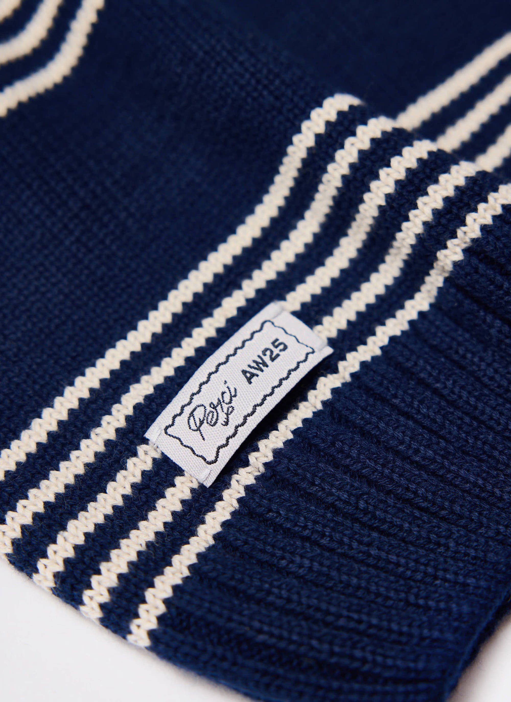 Fiction Striped Knitted T Shirt - Navy