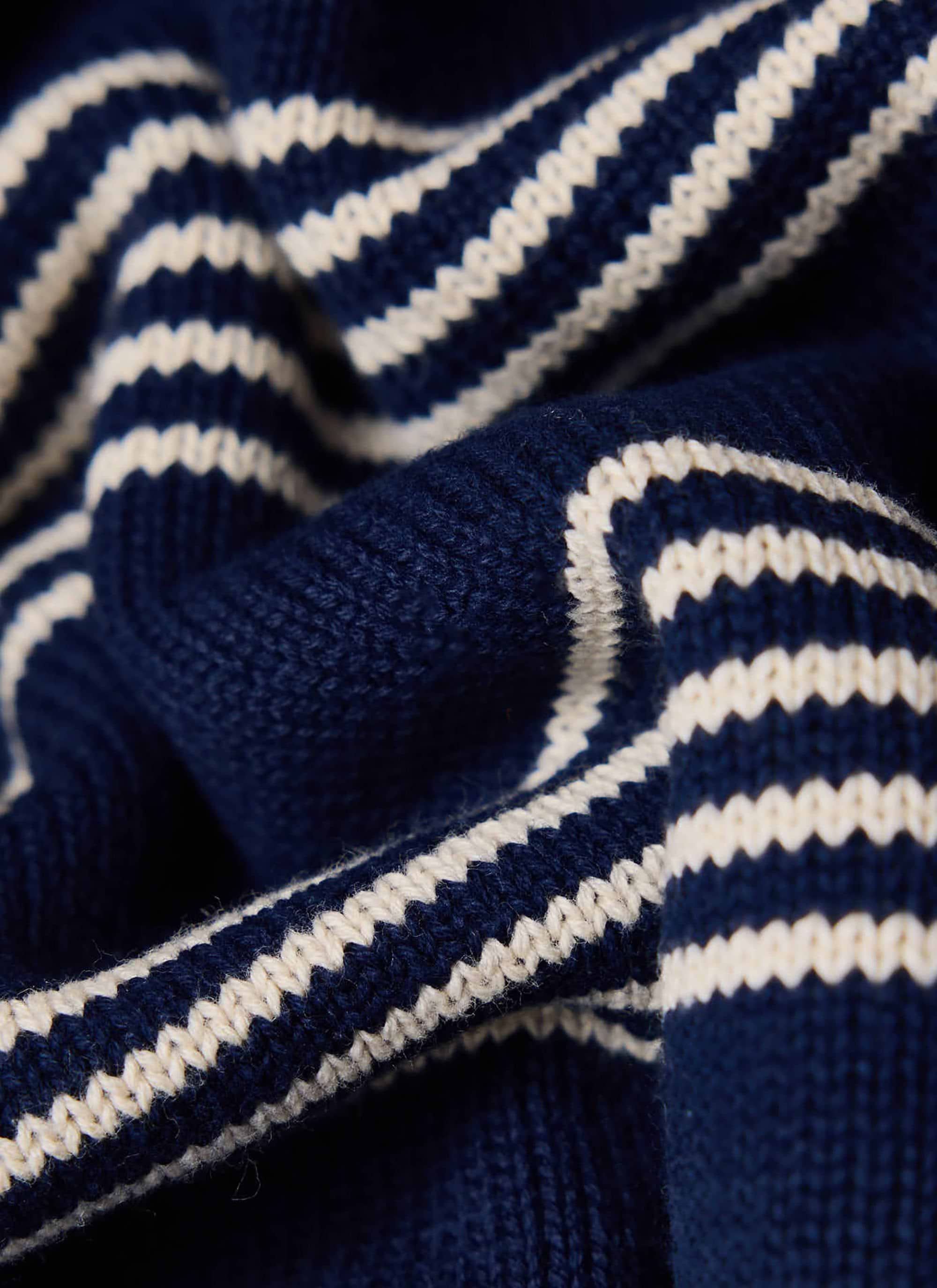 Fiction Striped Knitted T Shirt - Navy