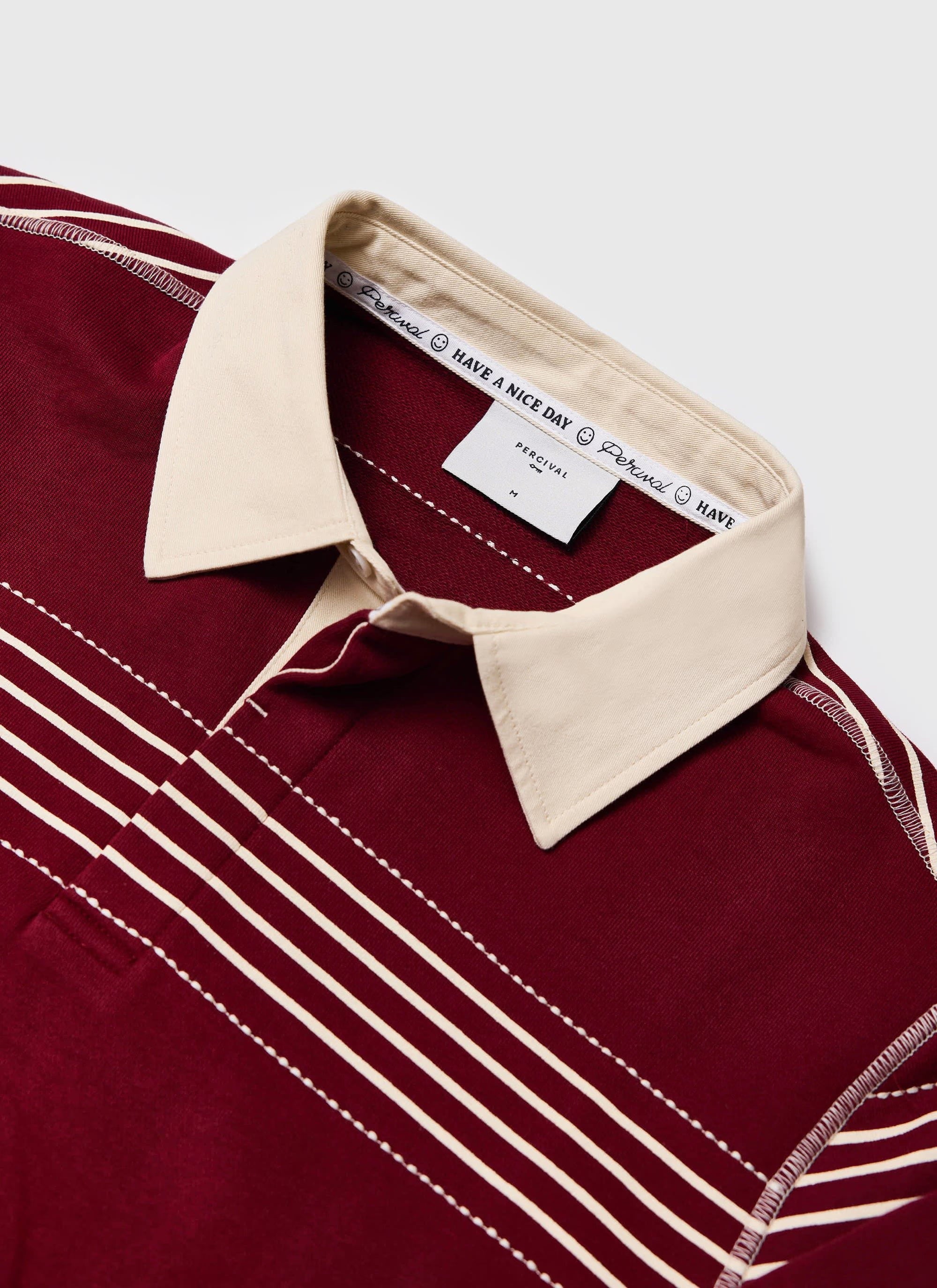 Editor Striped Rugby Polo - Burgundy