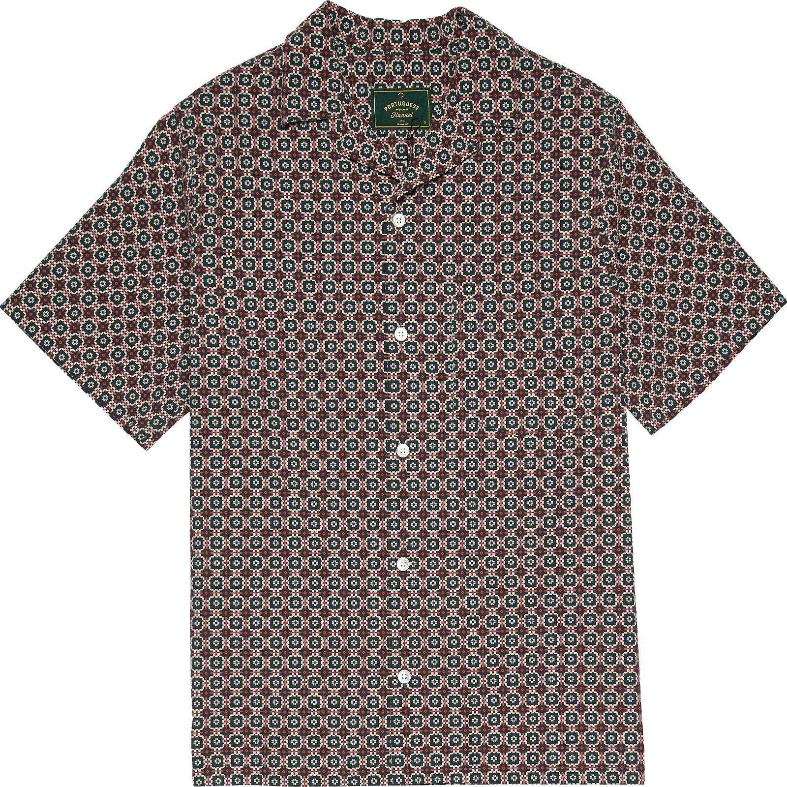 Portuguese Tile Shirt - Green / Orange