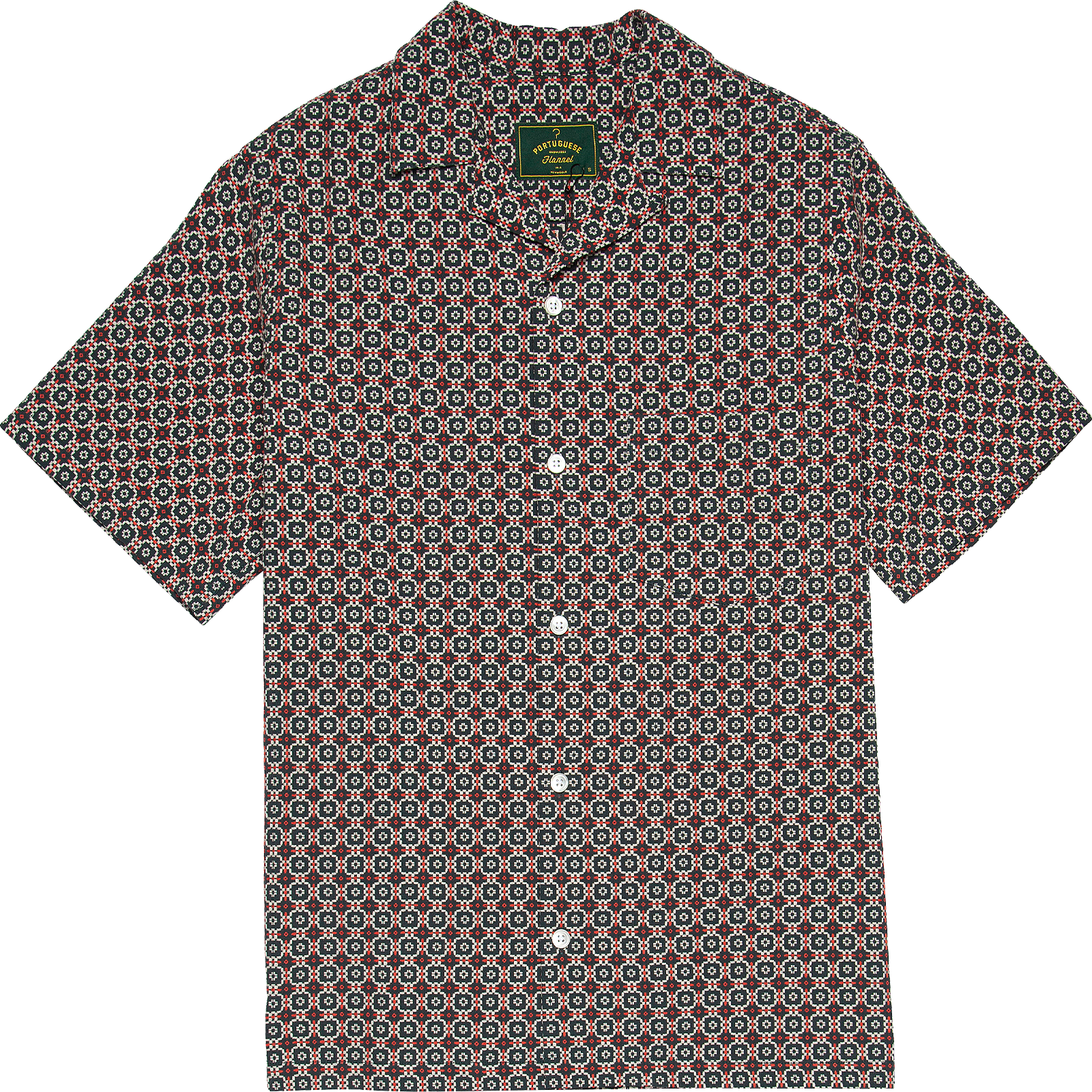 Portuguese Tile Shirt - Green / Orange