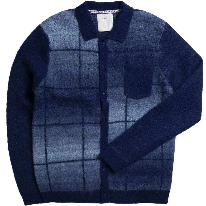 Checker Gradient Bobcat Cardigan - Navy