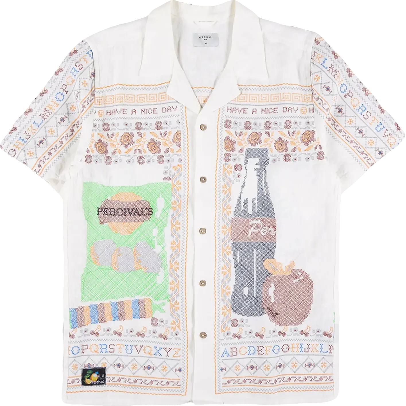 Meal Deal Cross Stitch Shirt - White