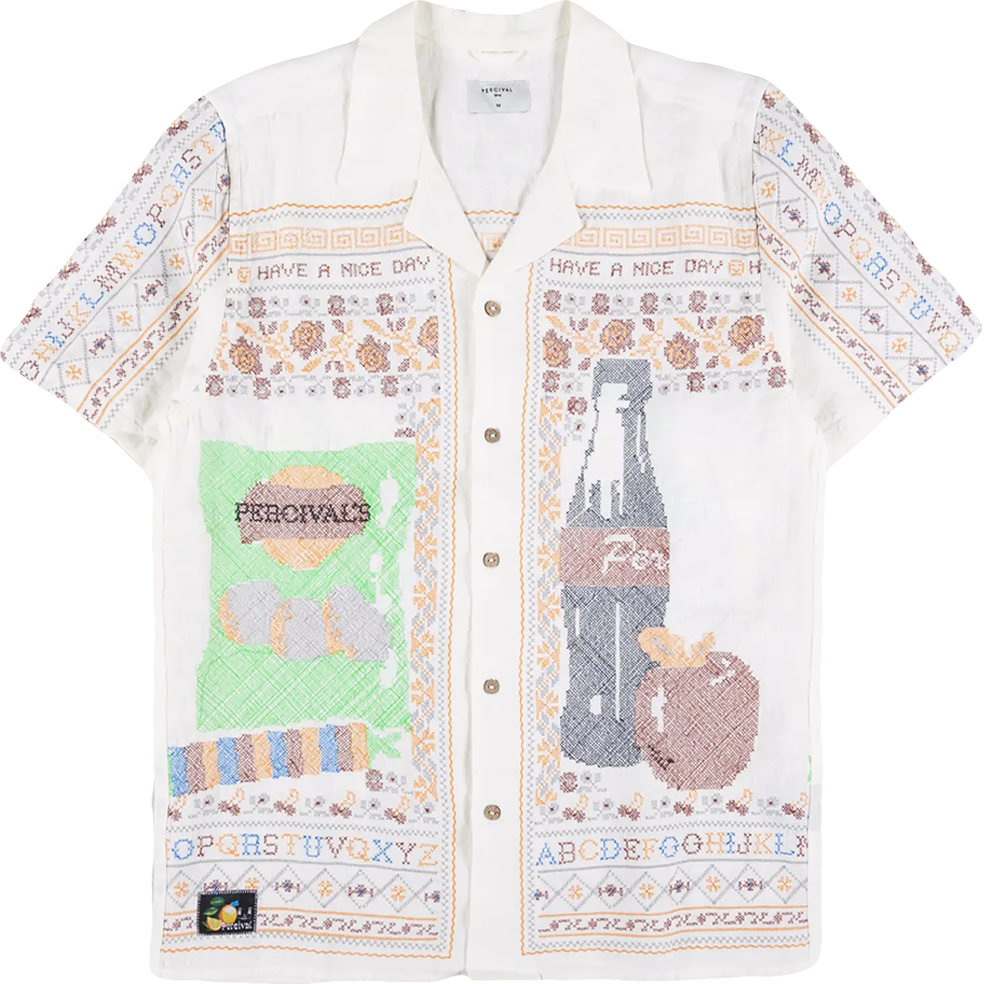 Meal Deal Cross Stitch Shirt - White