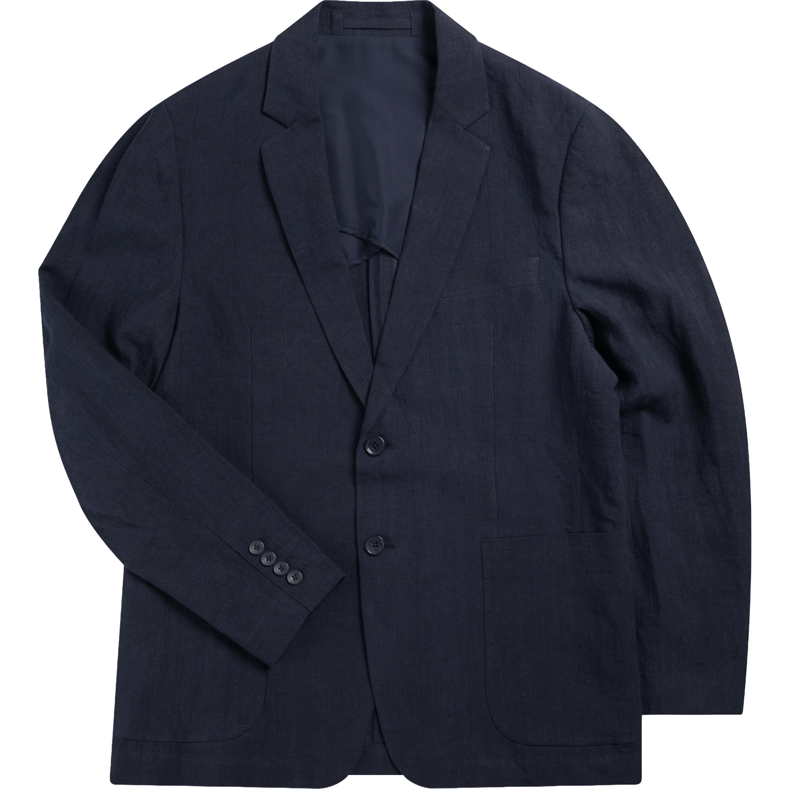 Tailored Linen Blazer - Navy