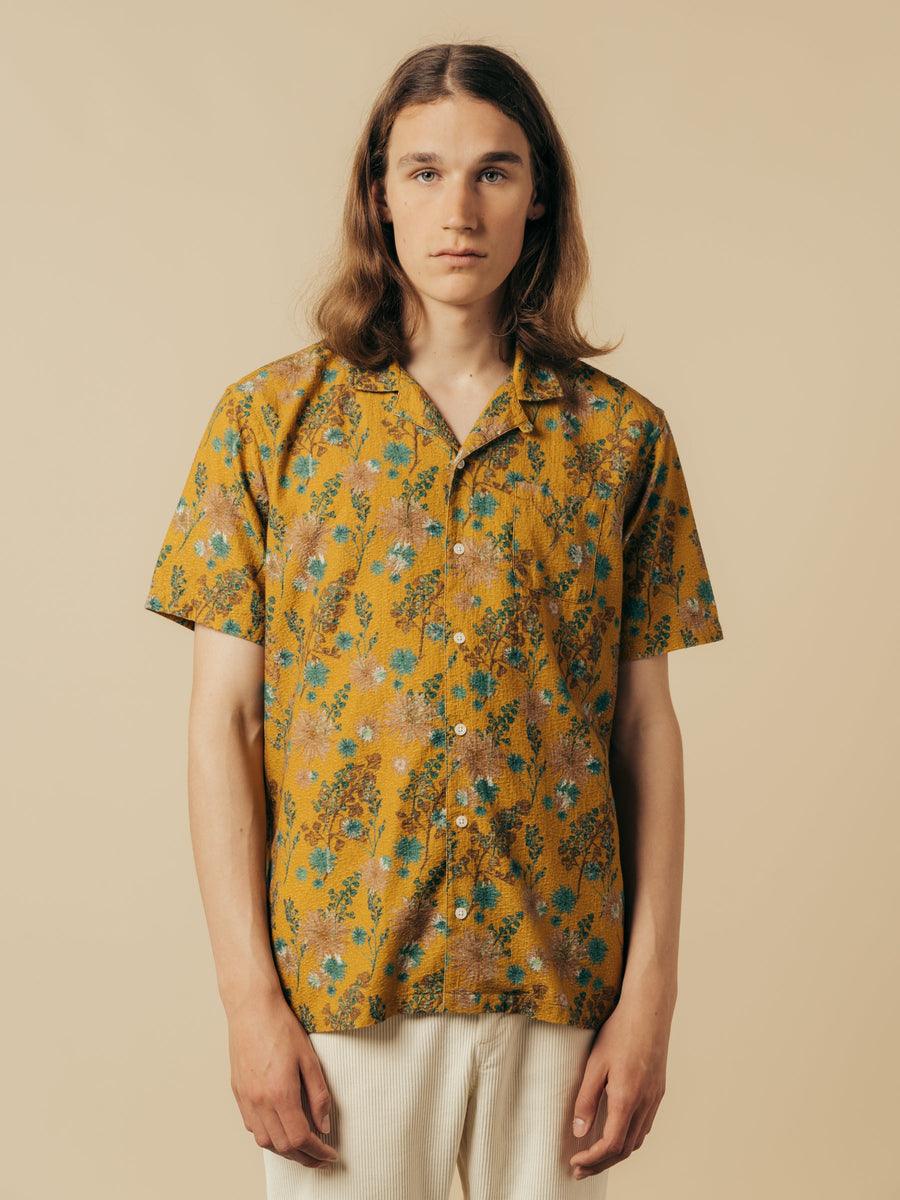 Crammond Shirt - Ochre Thistle Print