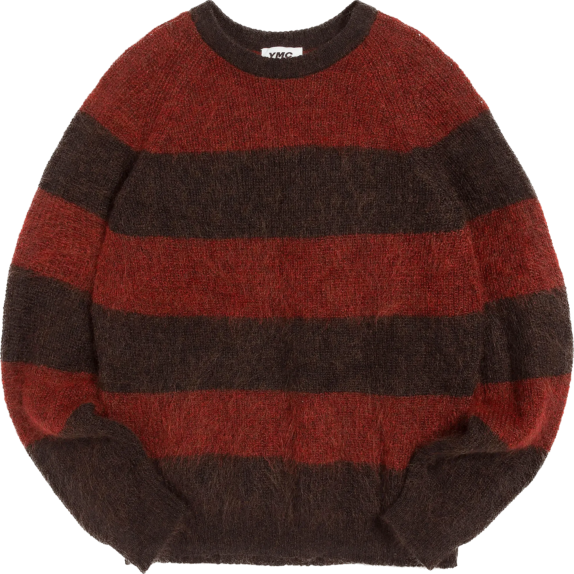 Suedehead Stripe Crew Knit - Red / Brown