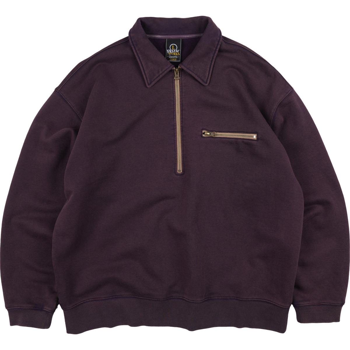 Vintage Dying Half Zip Sweat - Vintage Purple