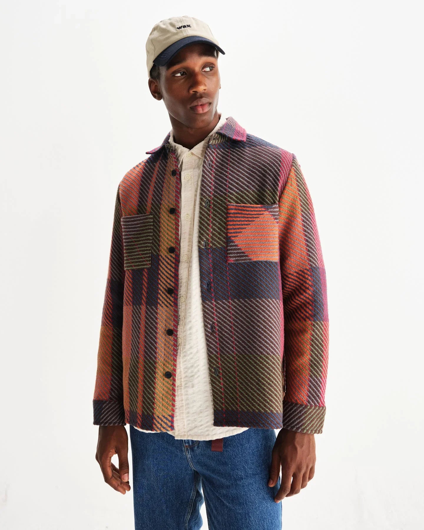Whiting Overshirt - Orange / Multi Tempo Check