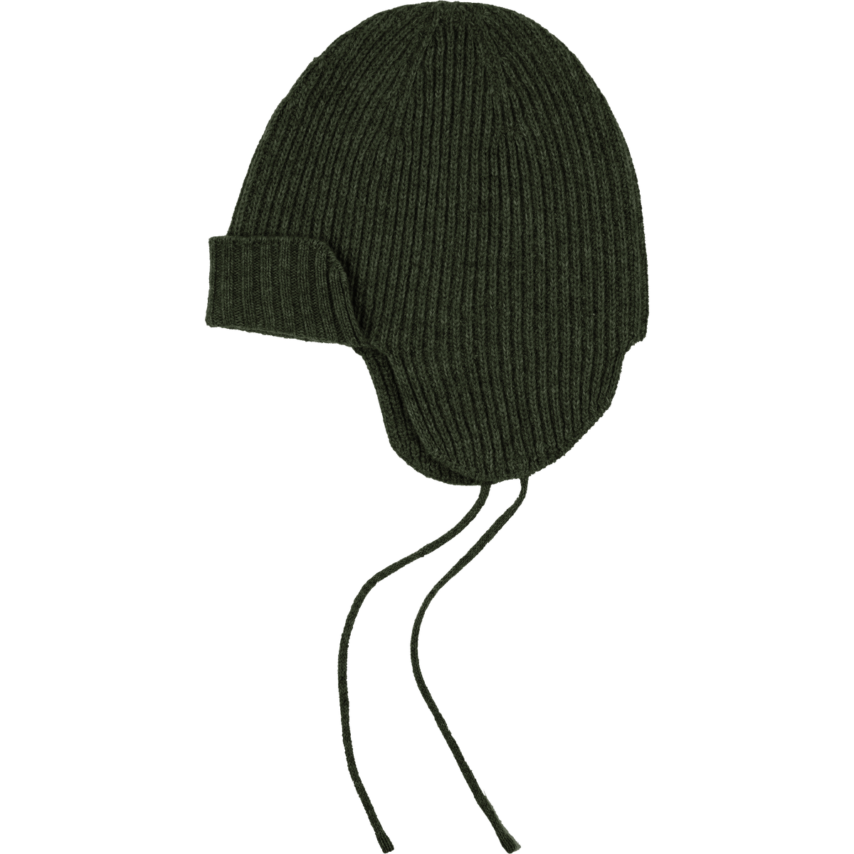 Wool Earflap Knit Beanie - Forest Green