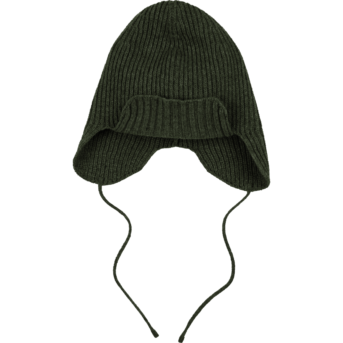 Wool Earflap Knit Beanie - Forest Green