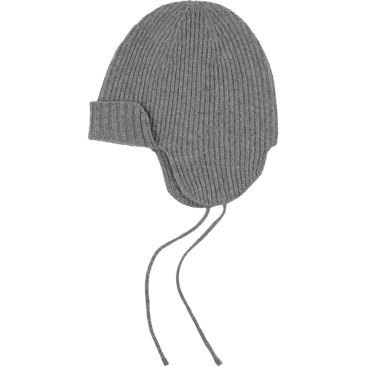 Wool Earflap Knit Beanie - Gray