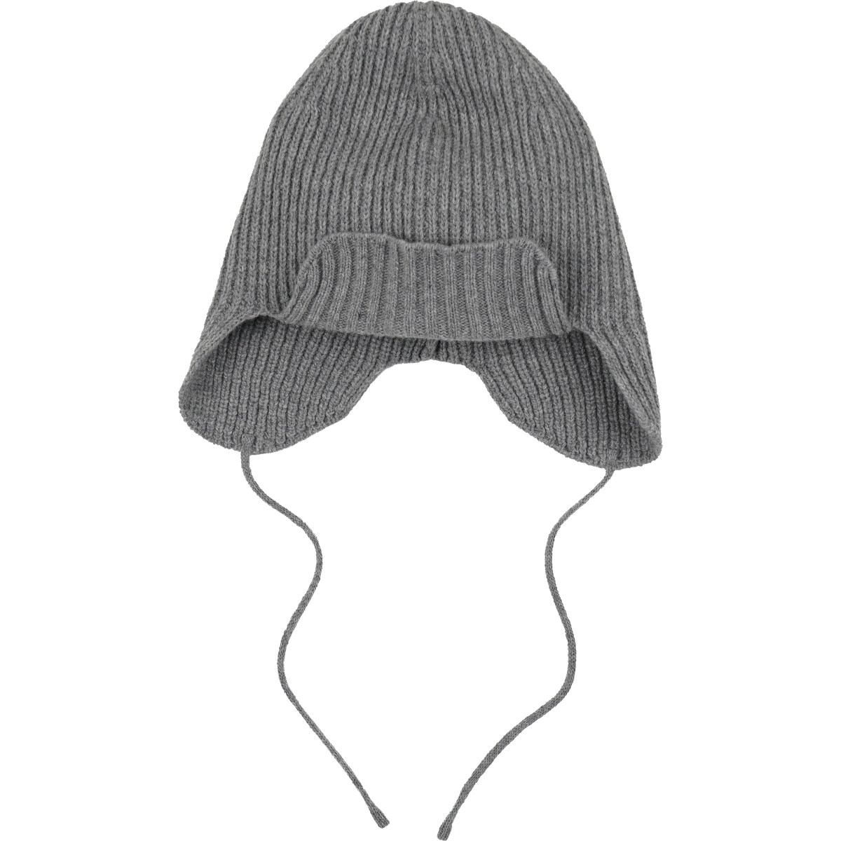 Wool Earflap Knit Beanie - Gray