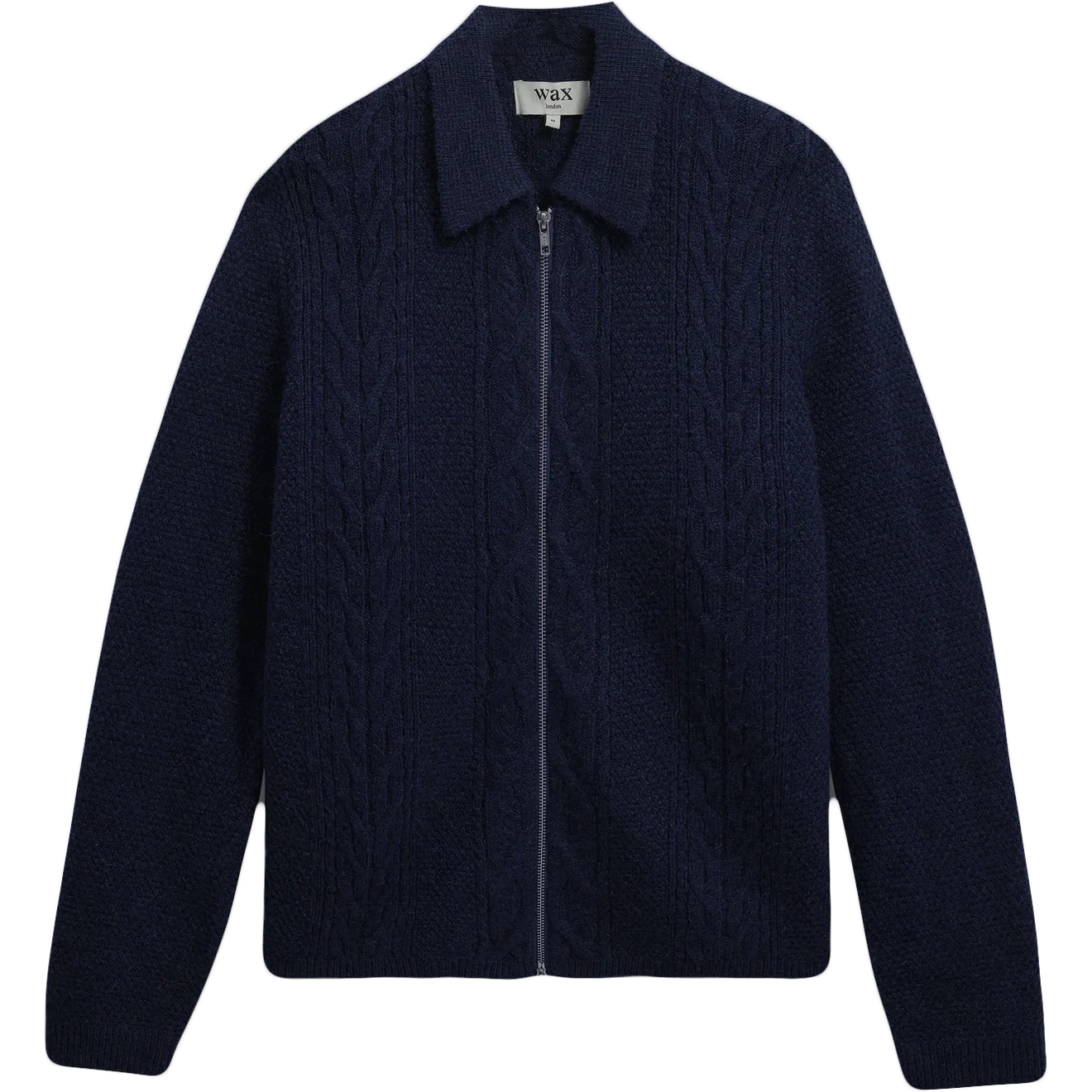 Friar Zip Knit Cable Jacket - Navy