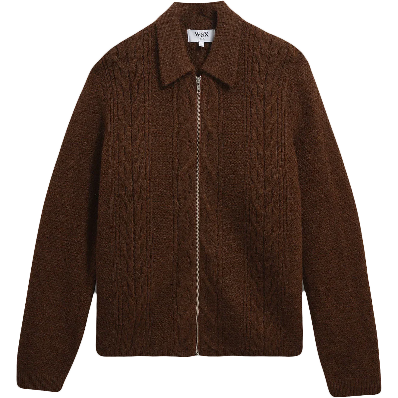 Friar Zip Knit Cable Jacket - Brown