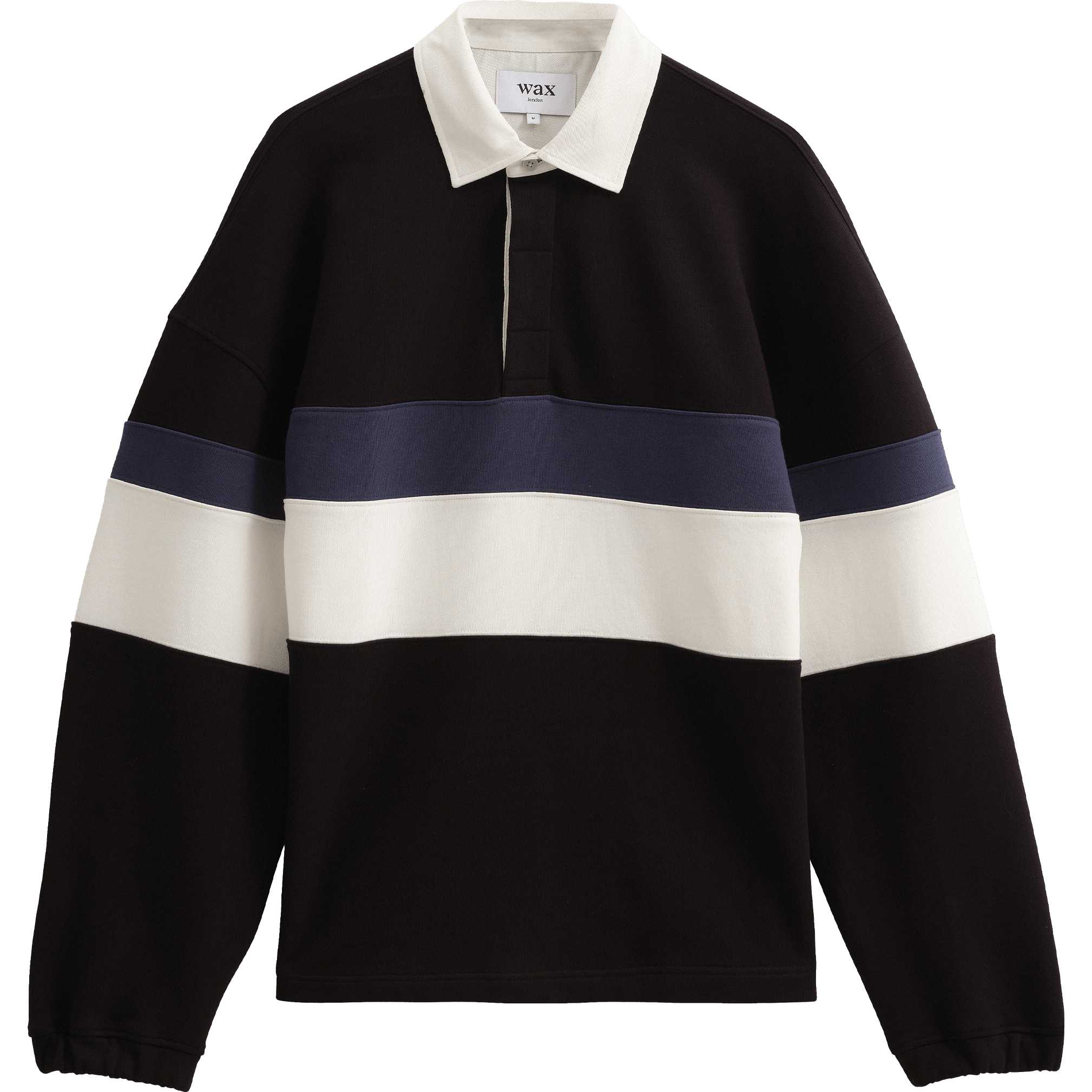 Bow Rugby Shirt - Black / Navy Stripe