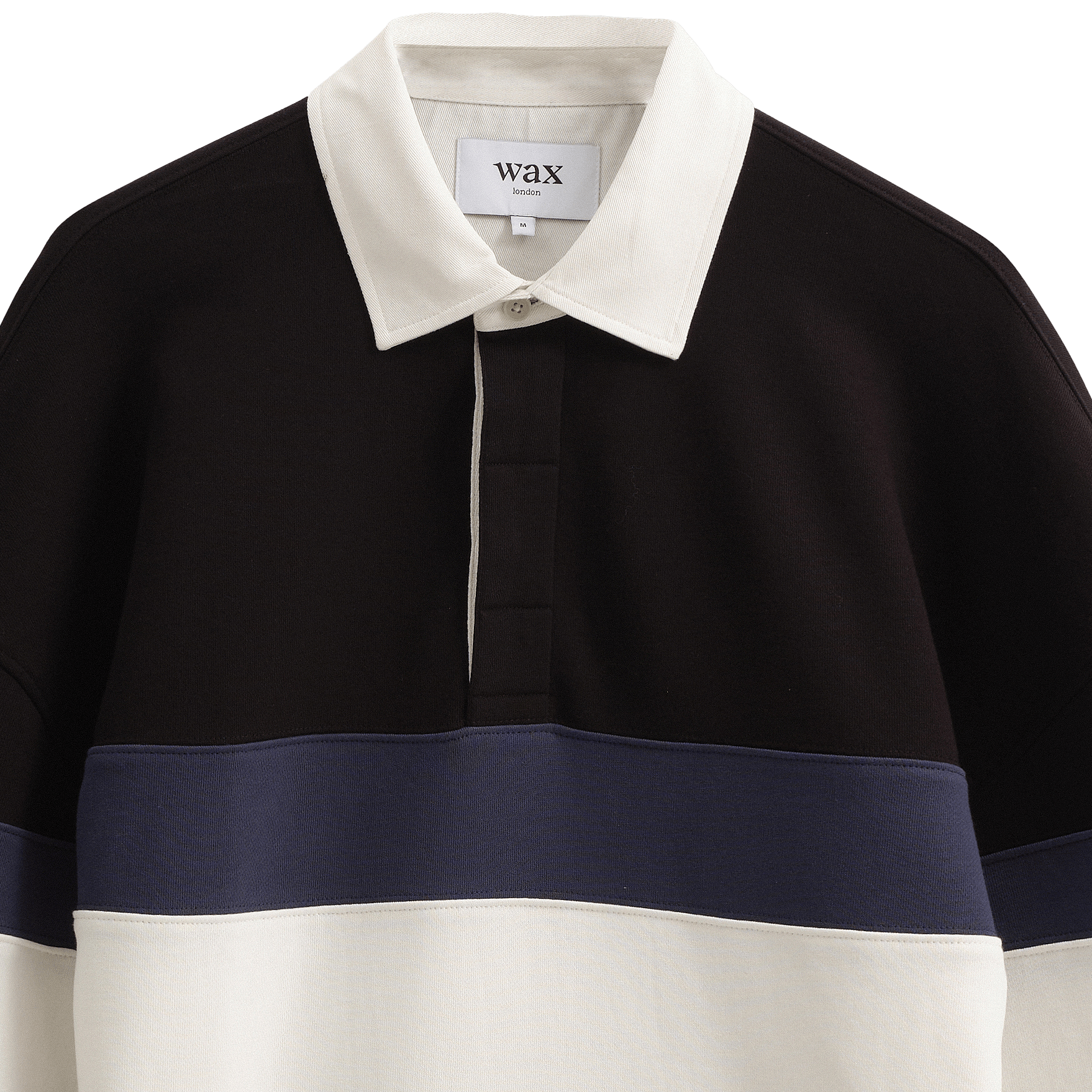 Bow Rugby Shirt - Black / Navy Stripe