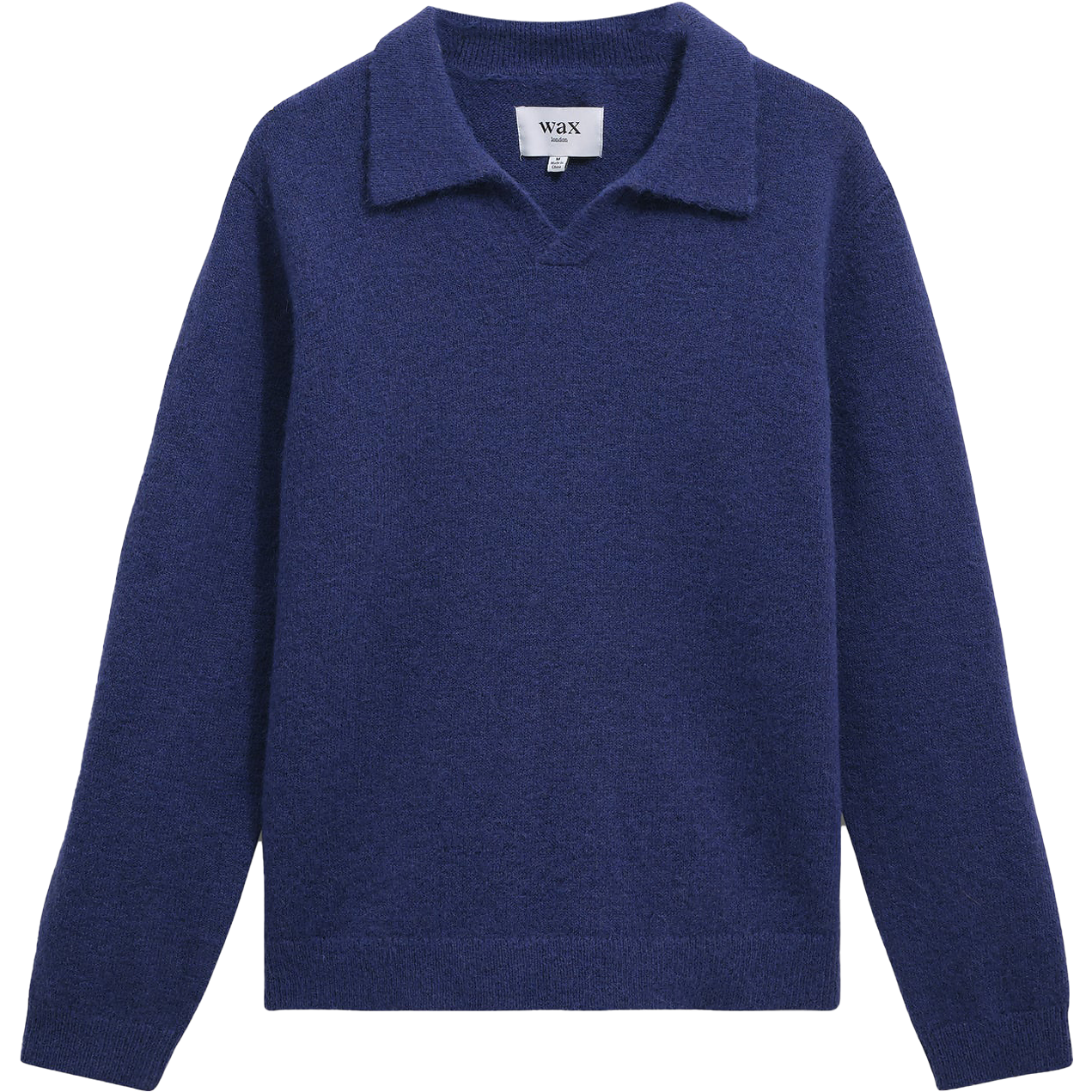 Carter Open Collar Wool Knit Polo - Blue