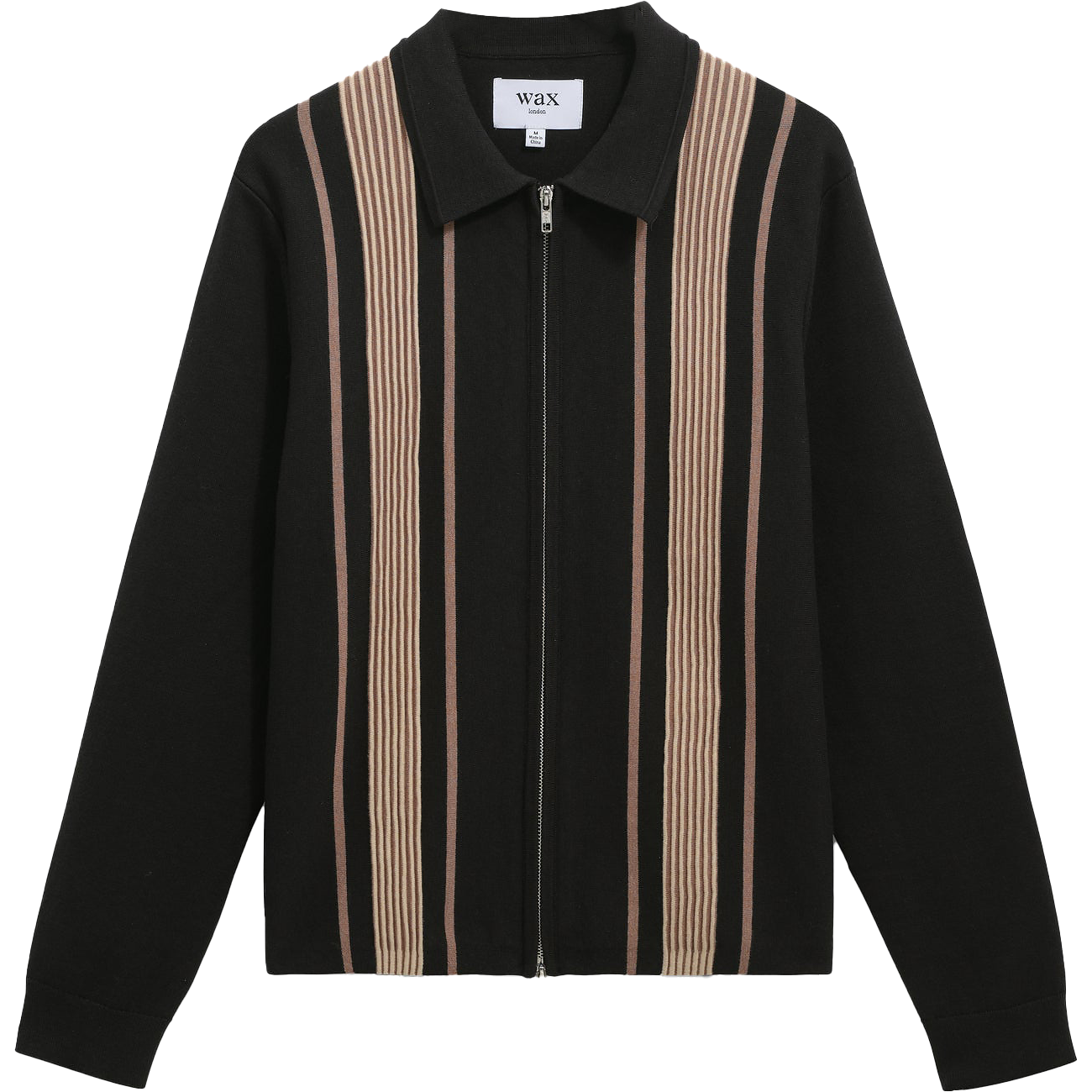 Lennox Knitted Zip Polo - Black / Beige