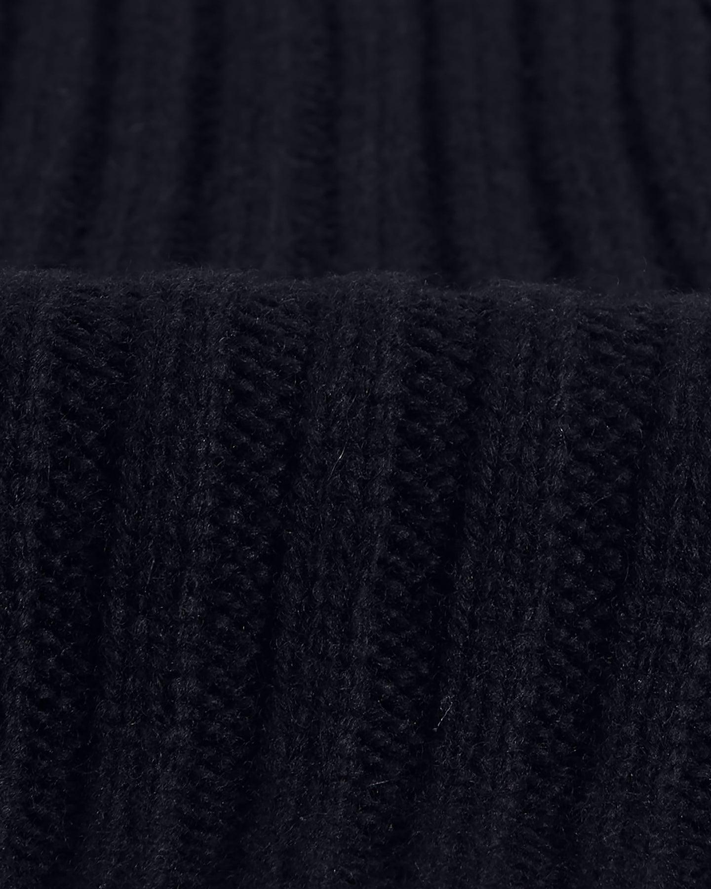 Fisherman Lambswool Beanie - Navy