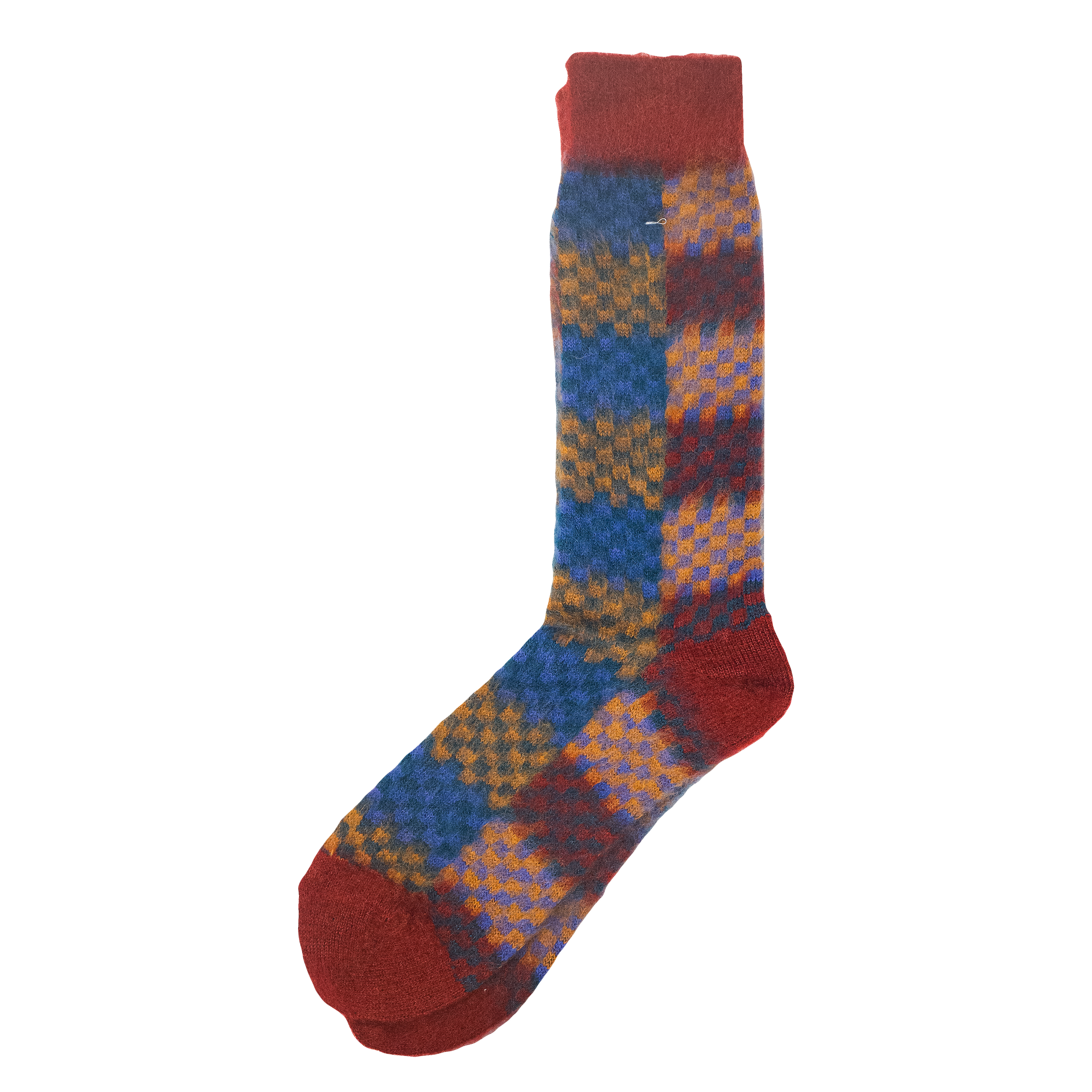 Napping Checker Crew Sock - Wine