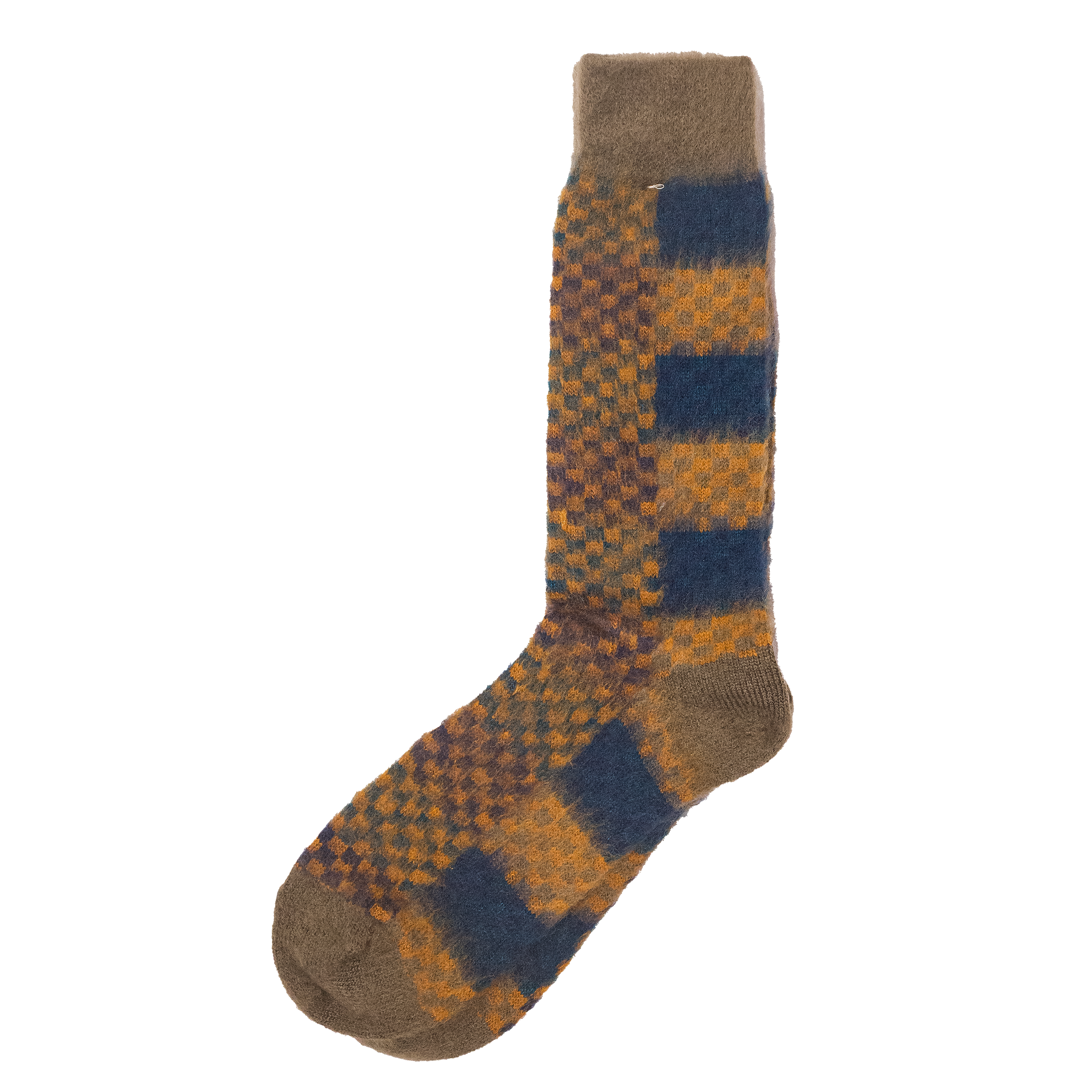 Napping Checker Crew Sock - Brown