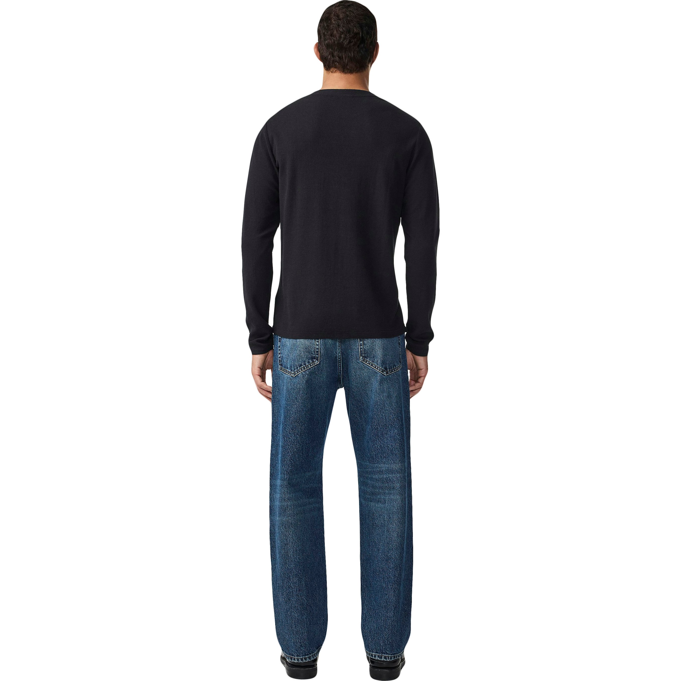 Clive Waffle Long Sleeve Tee - Black