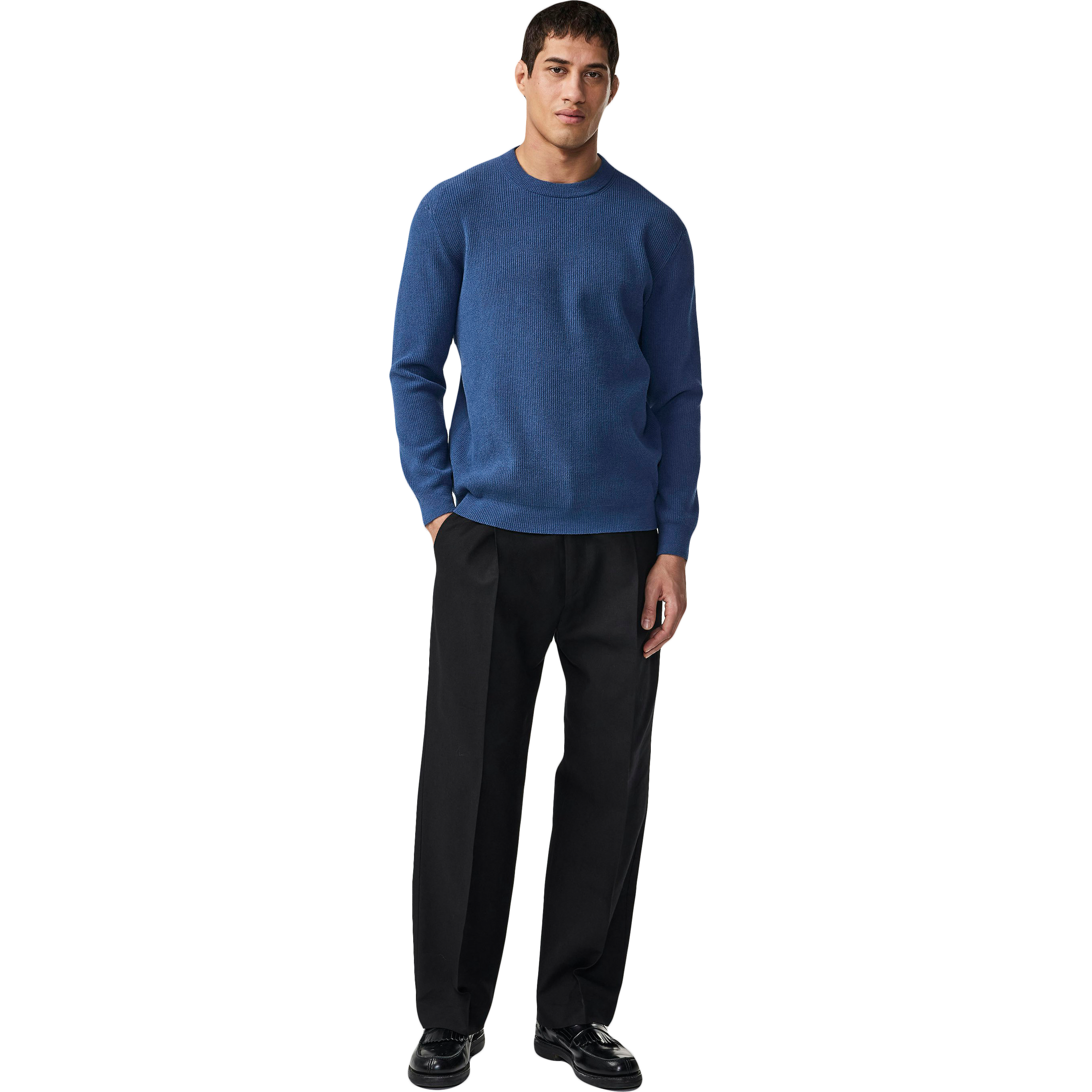 Danny Soft Rib Crew - Denim Blue