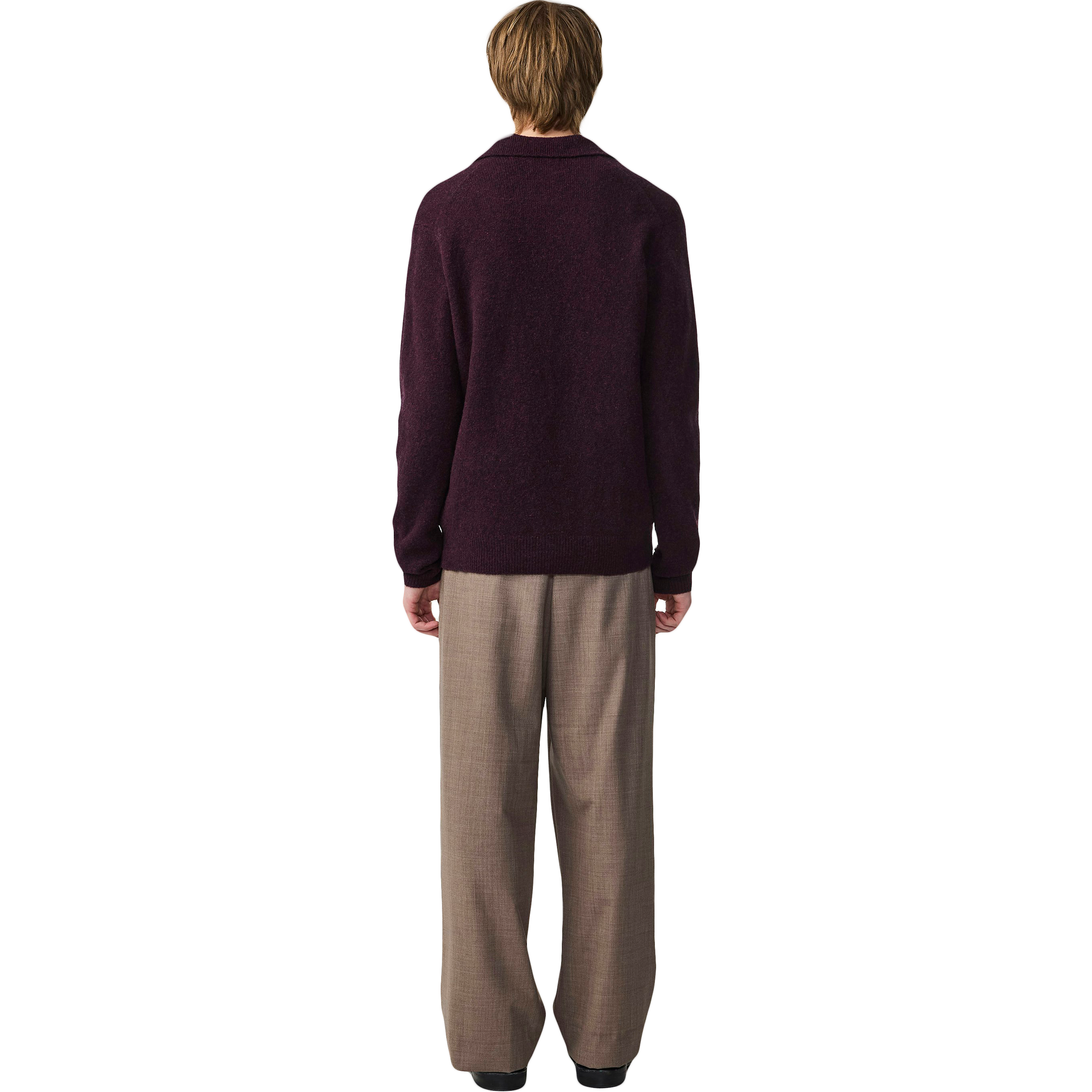 Hope Boucle Yarn Polo - Wine Red