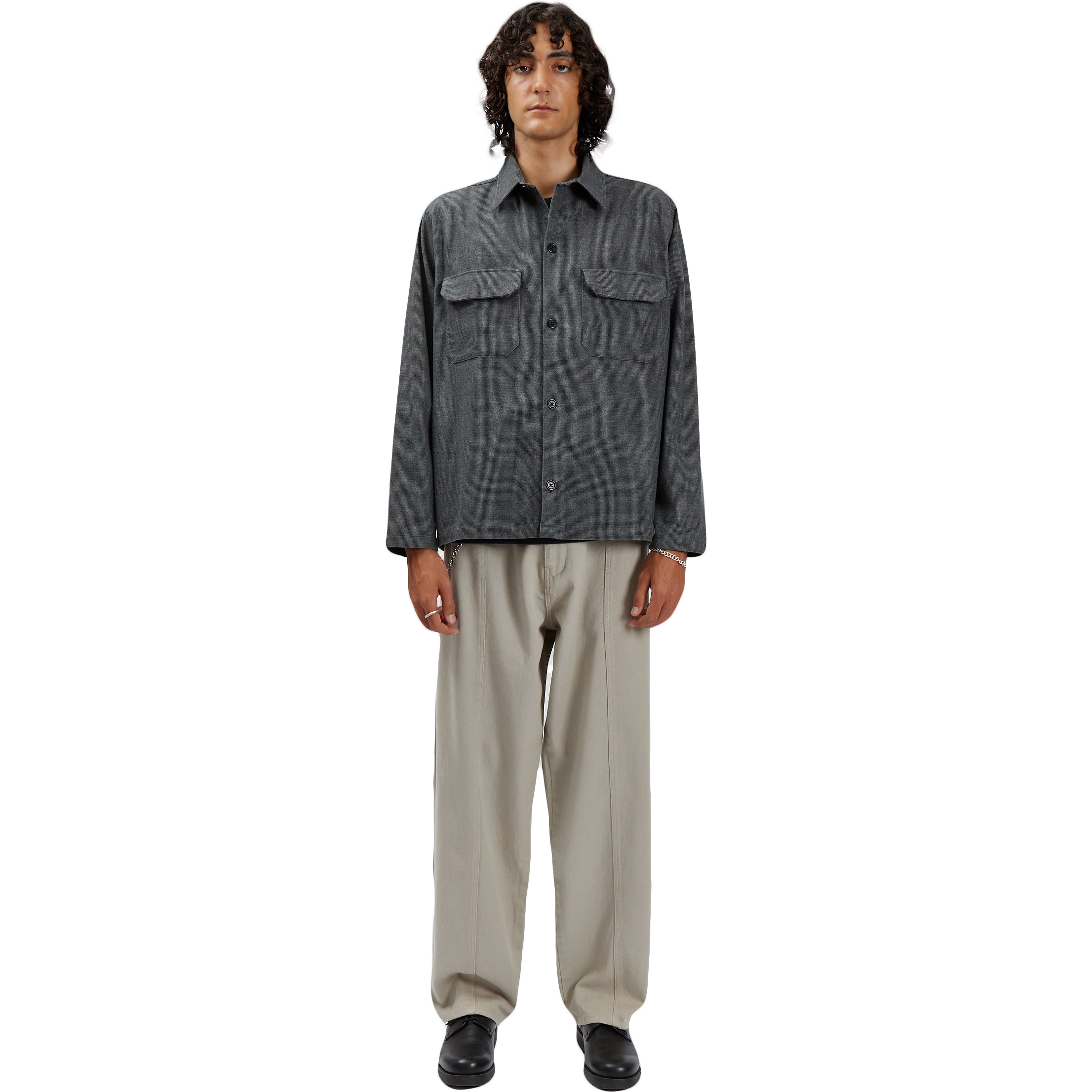 Houndstooth Overshirt - Dark Grey