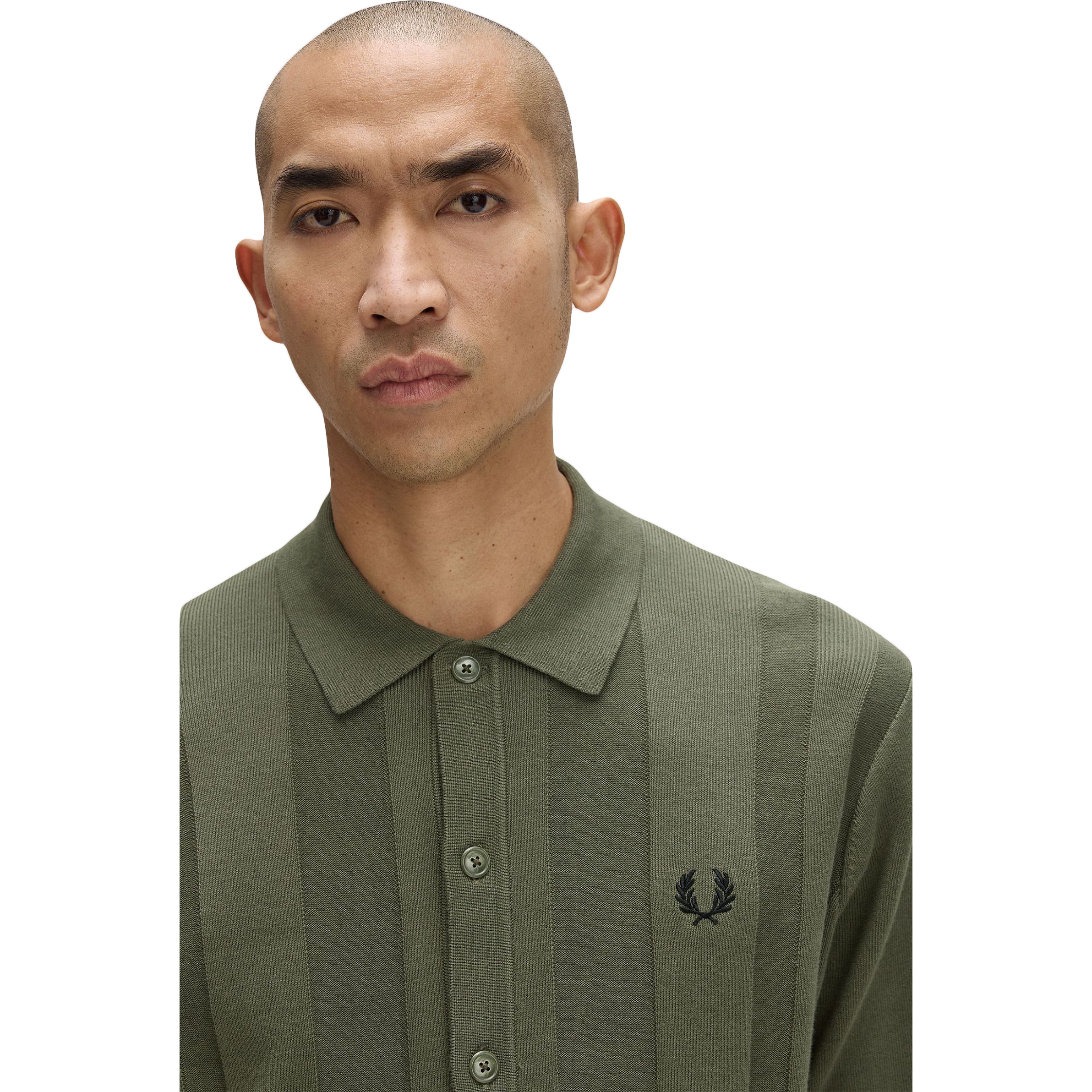 Button Through Knitted Shirt - Laurel Wreath Green