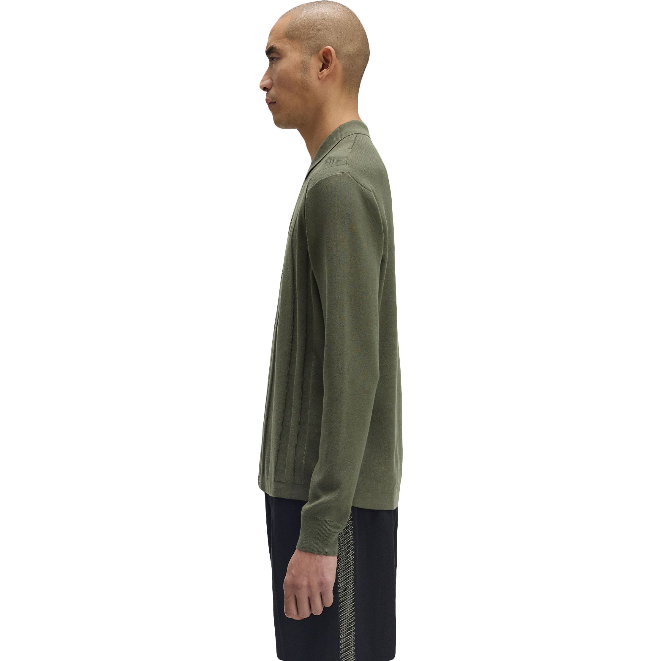 Button Through Knitted Shirt - Laurel Wreath Green