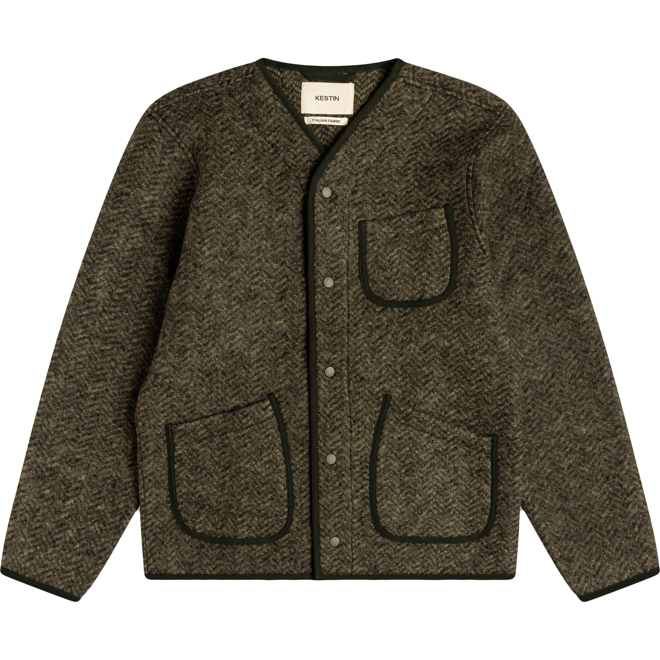 Neist Cardigan - Moss Herringbone Wool
