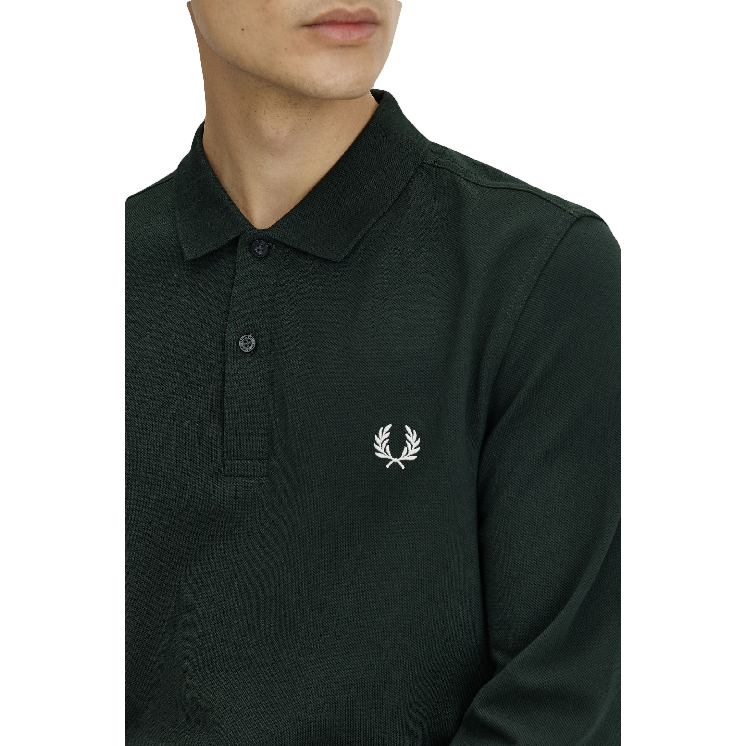 L/S Fred Perry Shirt - Night Green / Snow White