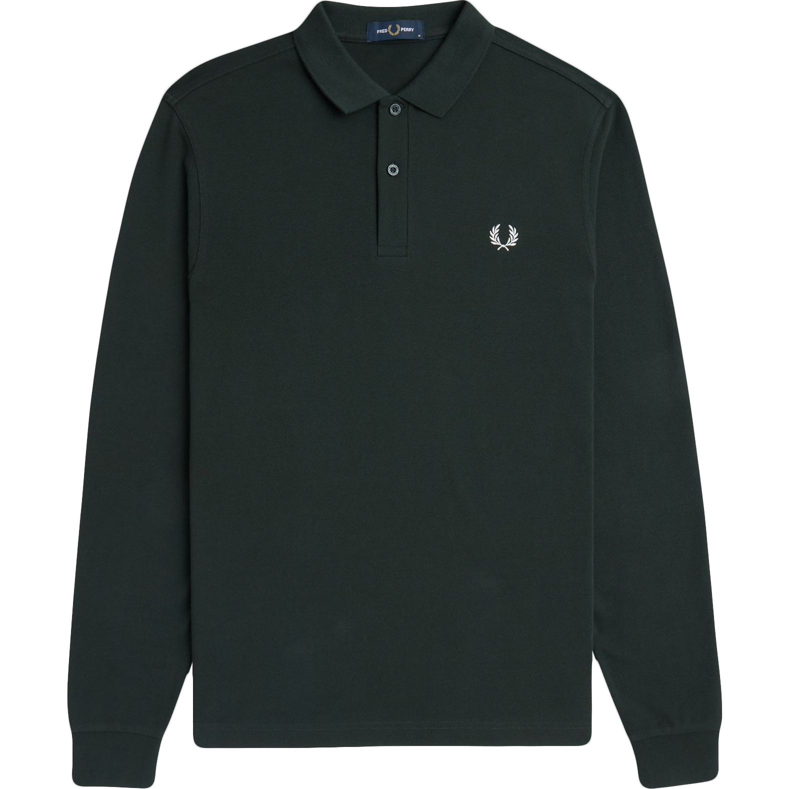 L/S Fred Perry Shirt - Night Green / Snow White