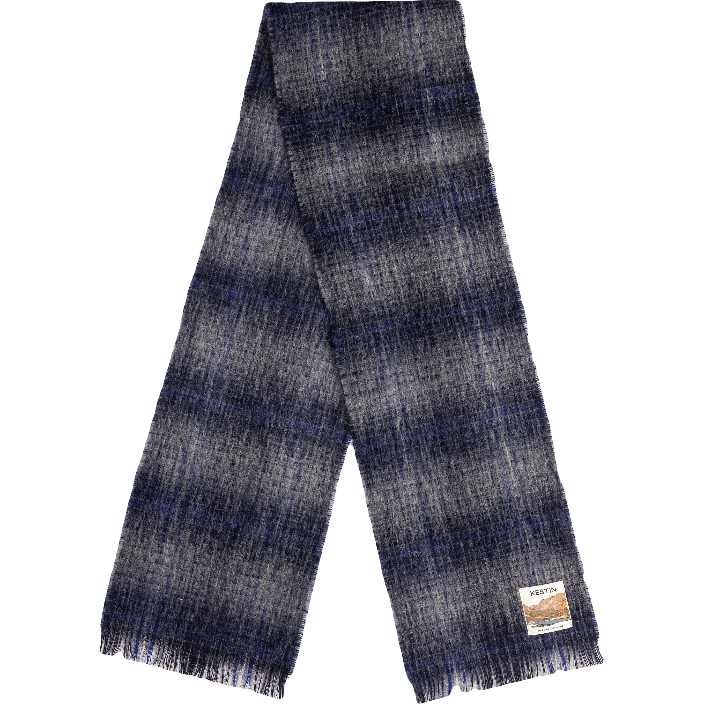 Muir Mohair Brushed Scarf - Navy Check