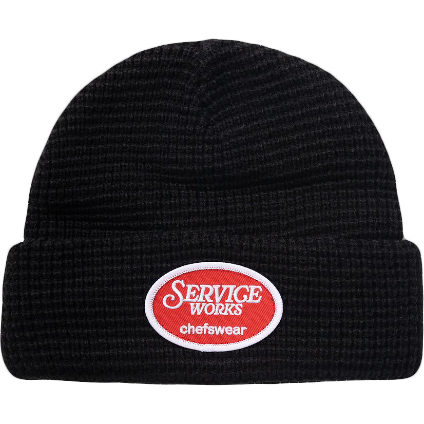 Waffle Patch Beanie - Black