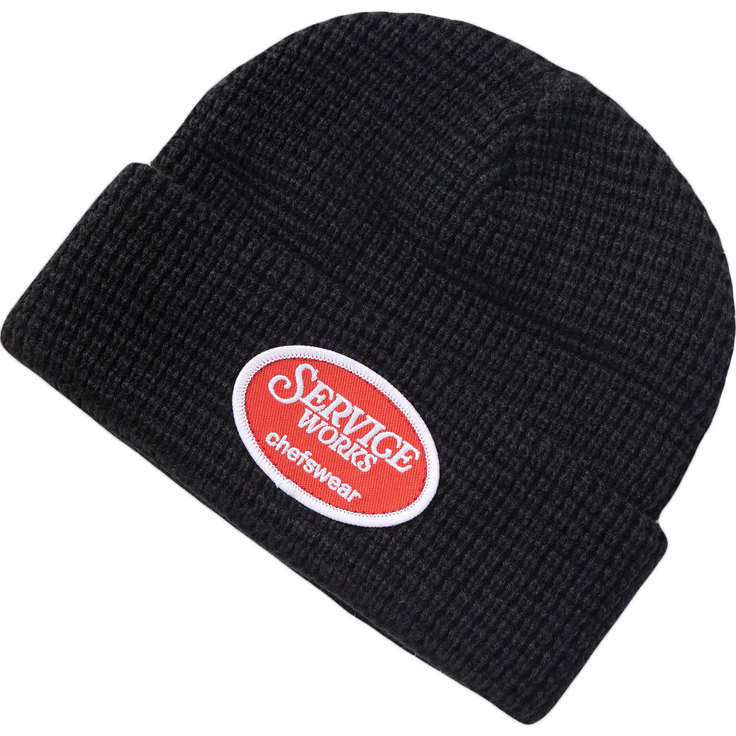 Waffle Patch Beanie - Black