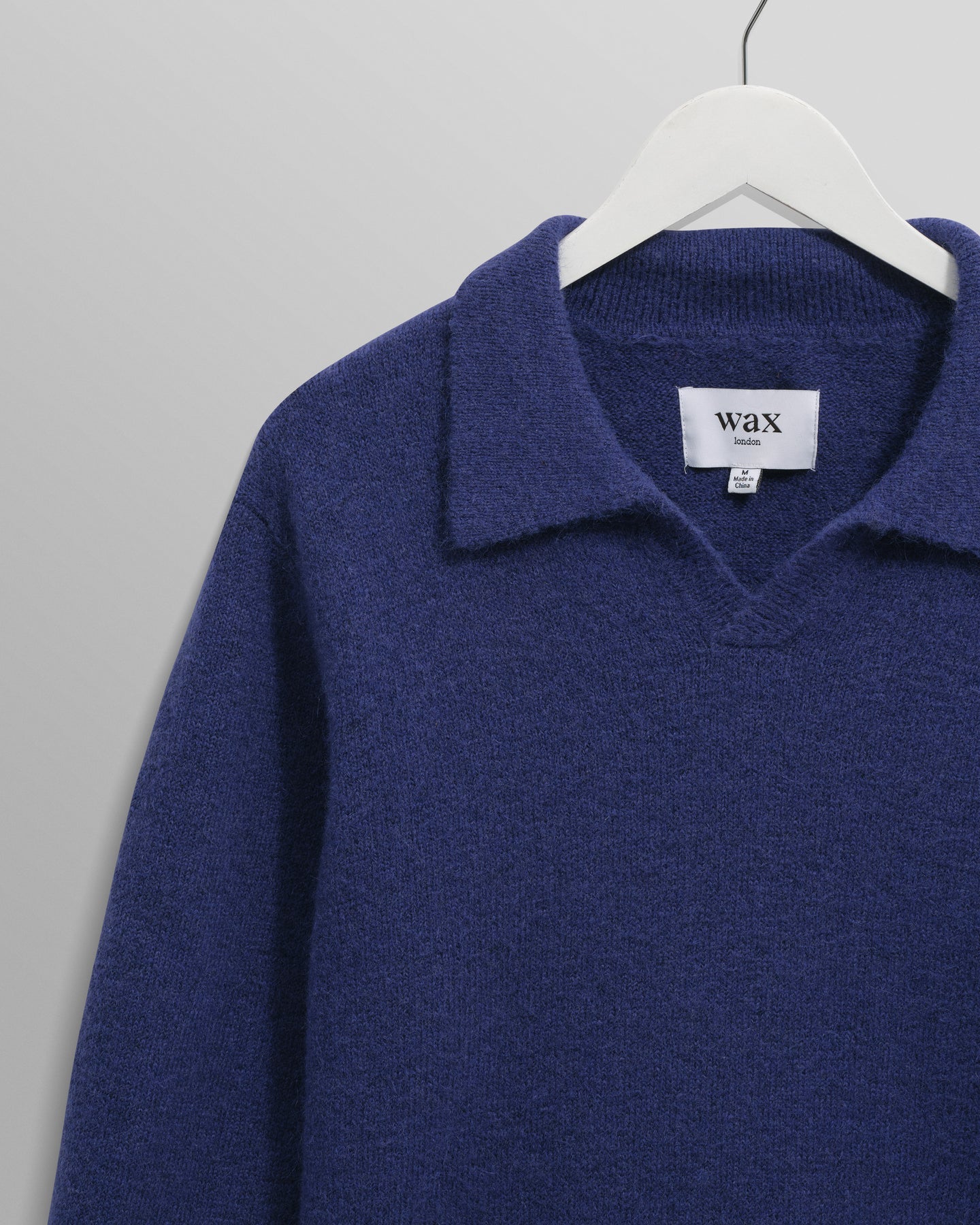 Carter Open Collar Wool Knit Polo - Blue