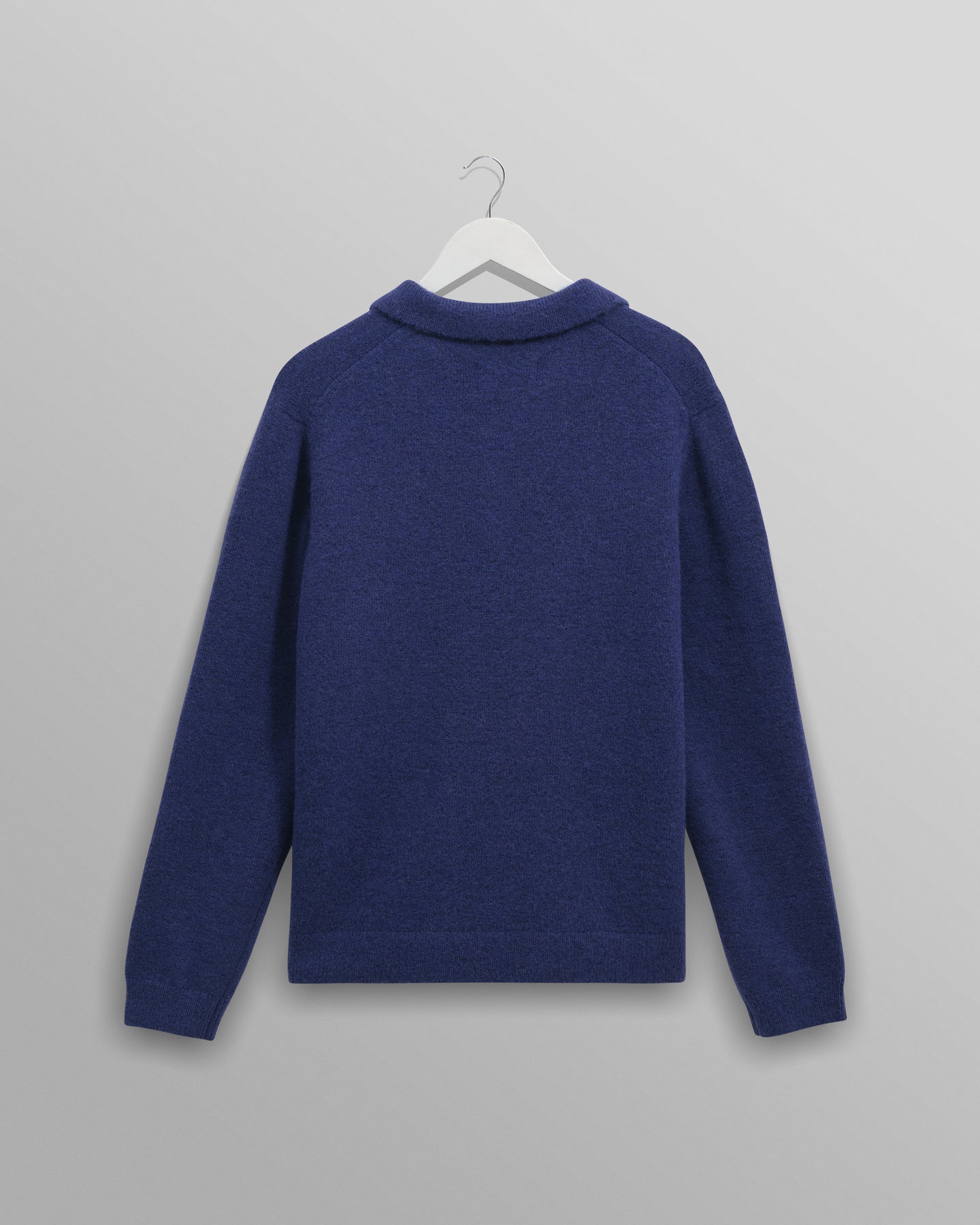 Carter Open Collar Wool Knit Polo - Blue