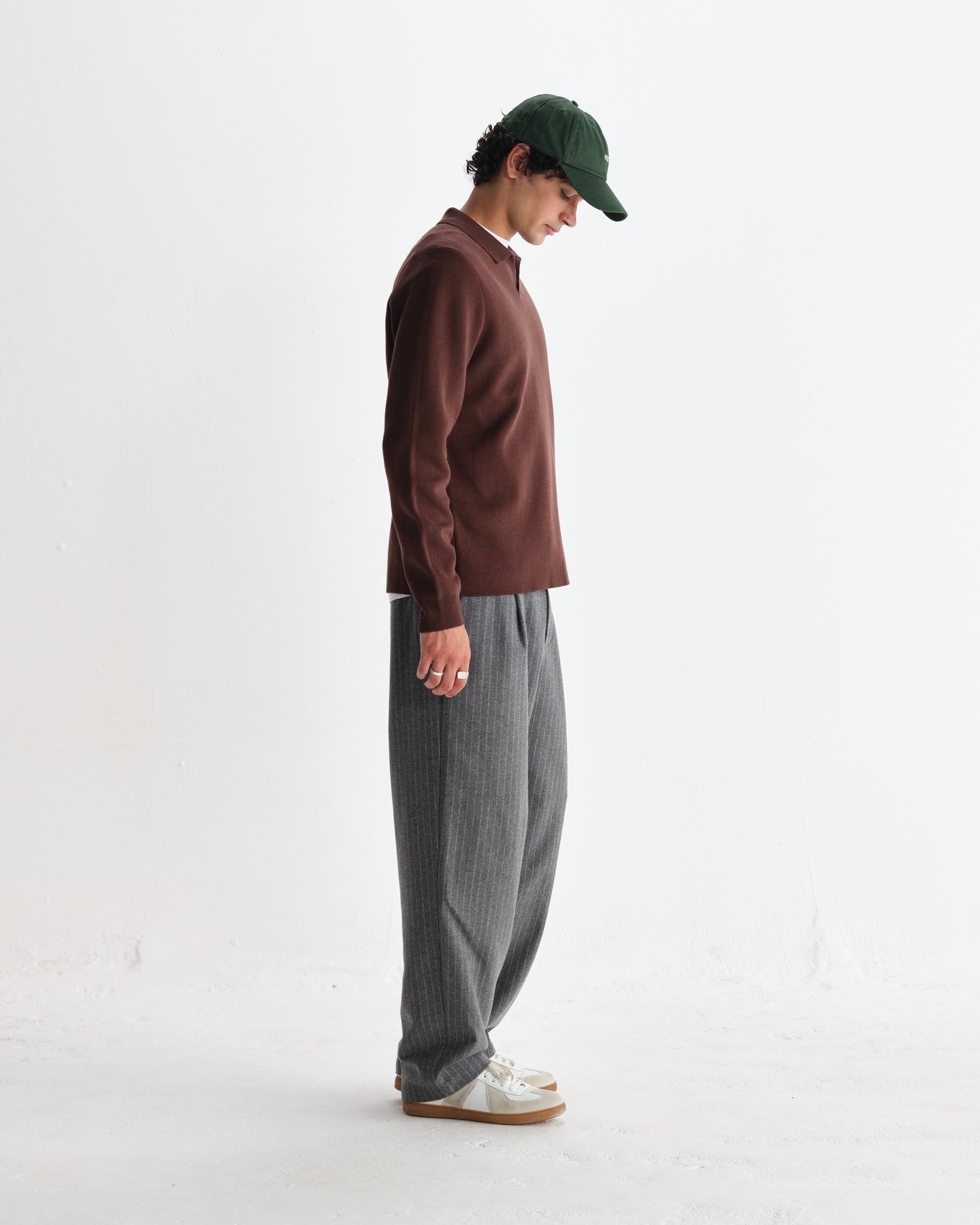Carter Open Collar Knit Polo - Brown