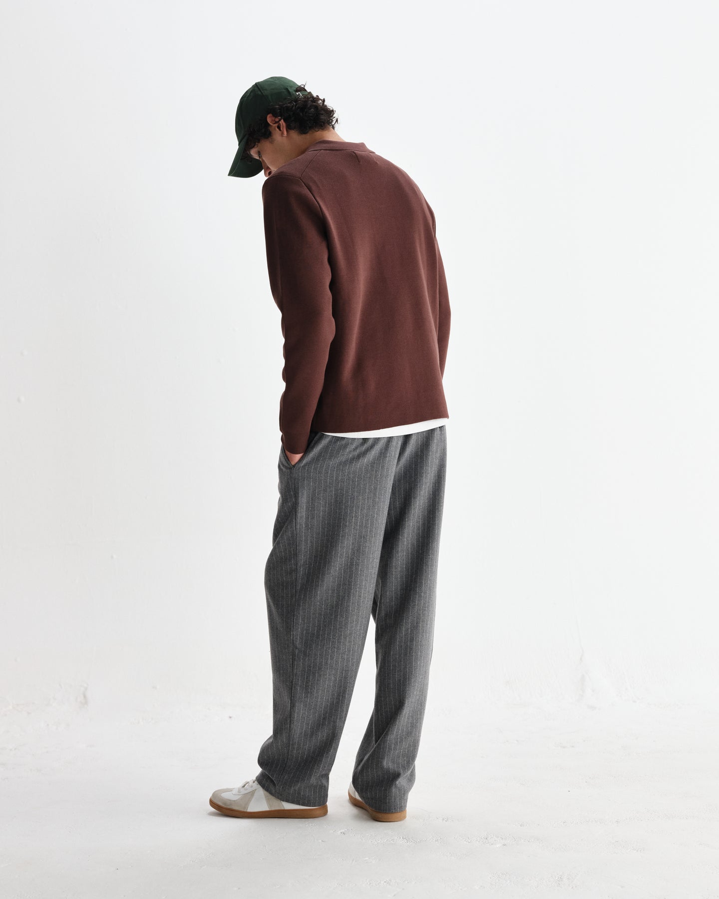 Carter Open Collar Knit Polo - Brown