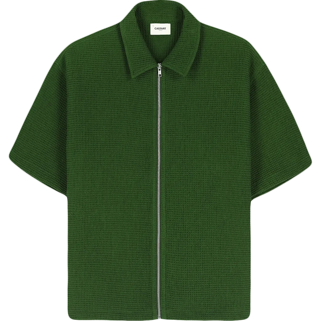 Spirea Knit Zip Shirt - Dark Green